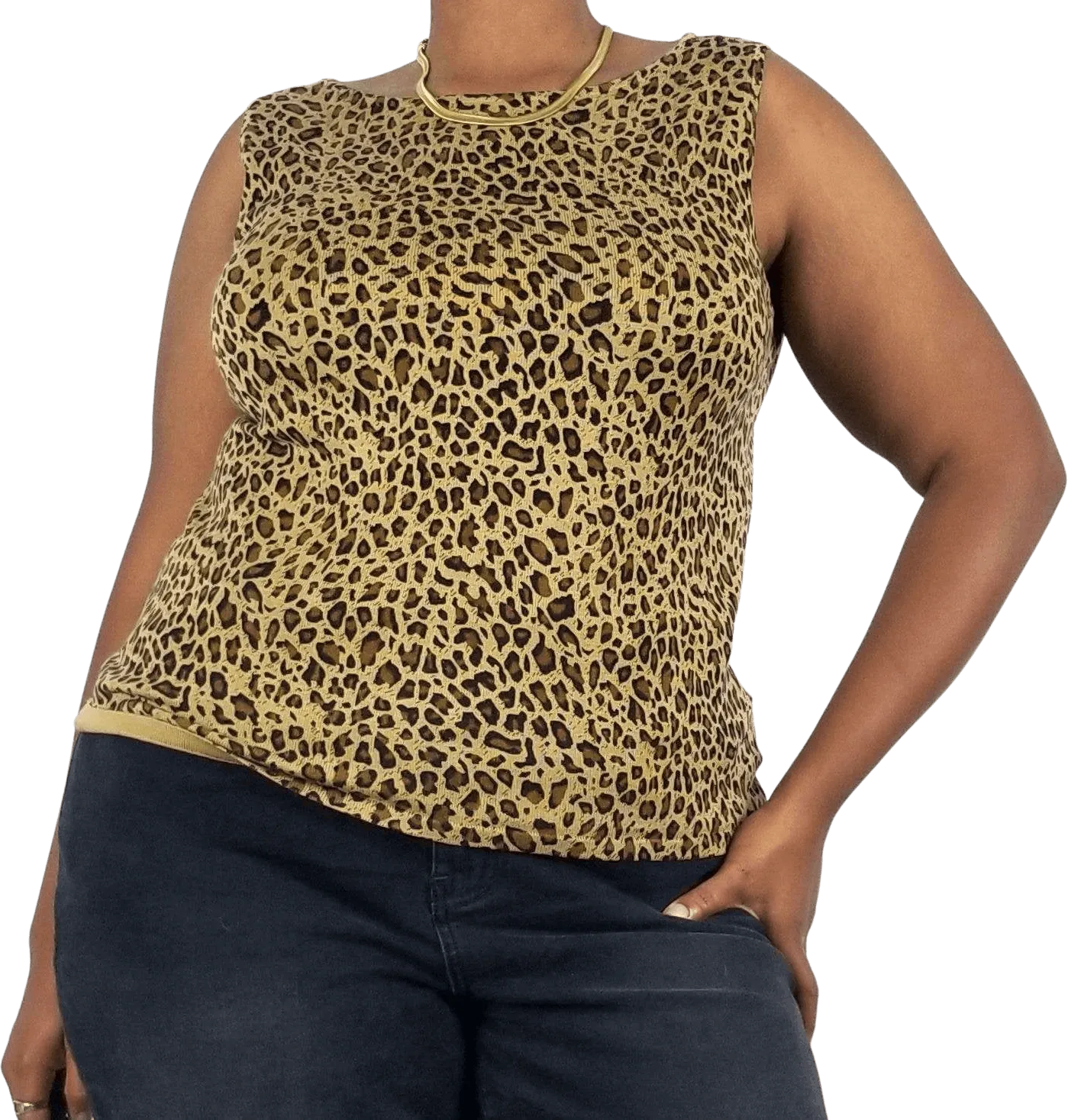 00's Cheetah Print Sleeveless Top by White Stag