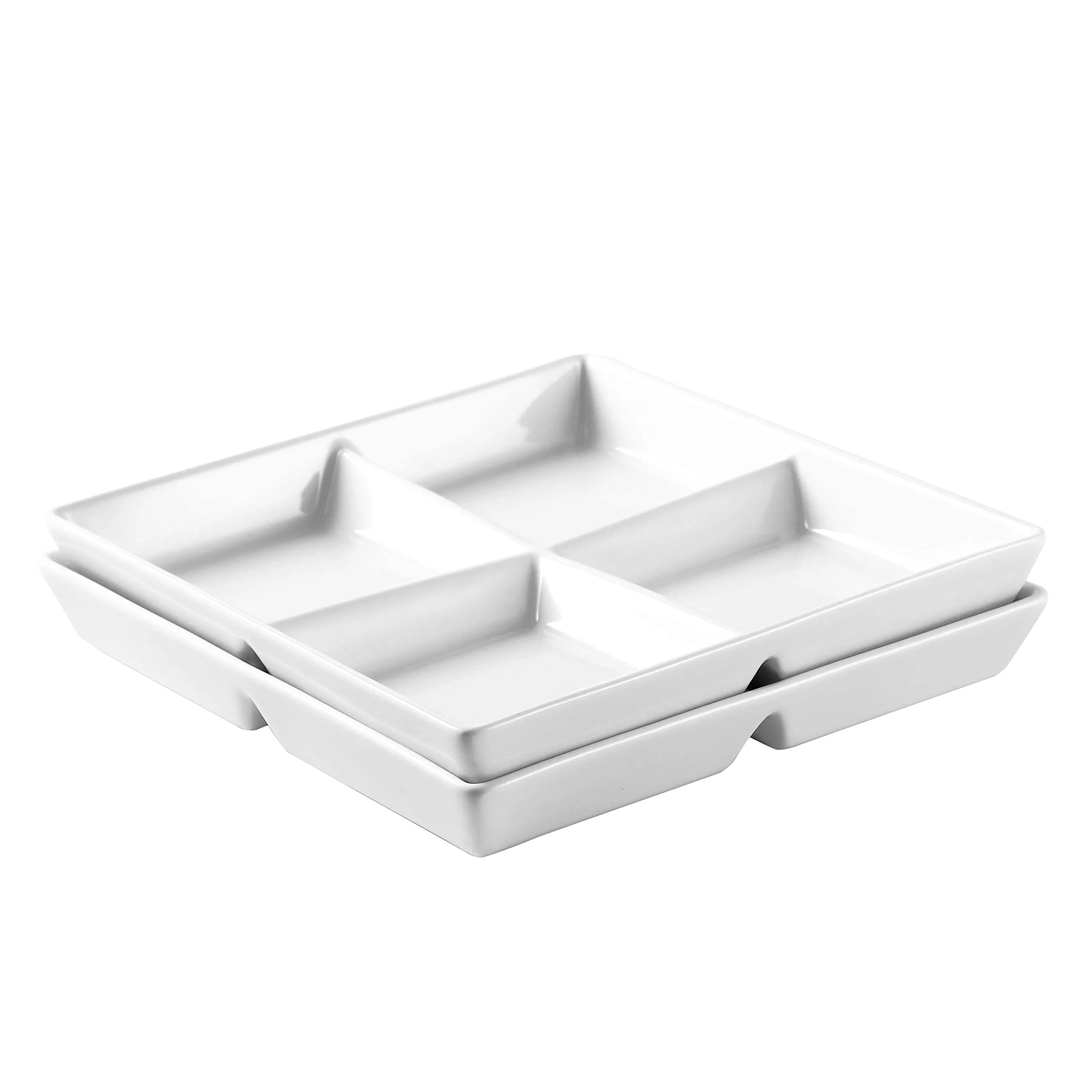 10 X 10-Inch Decorative Ceramic Appetizer 4 - Compartment Serving Platter Tray For Party