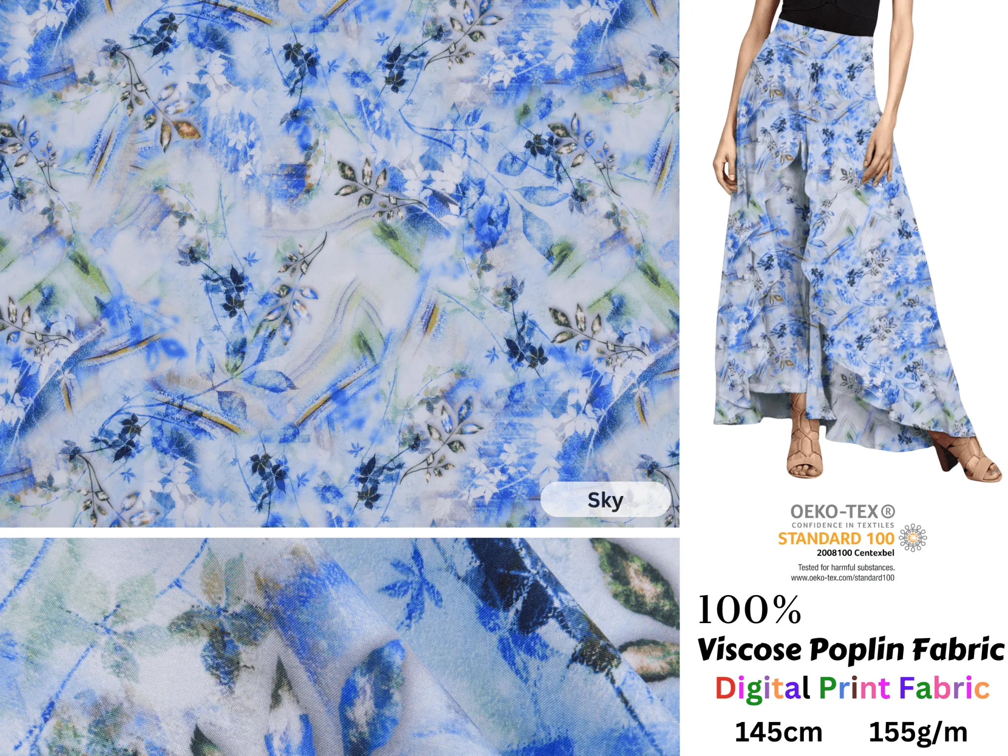 100 % Viscose Poplin  Digital Print Fabric - 1002