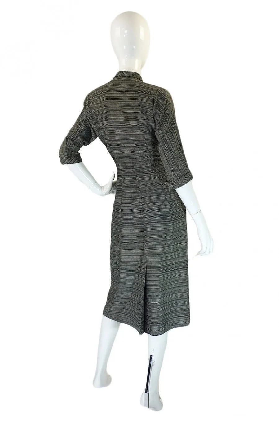 1940s Grey Secretary Day Swing Dress