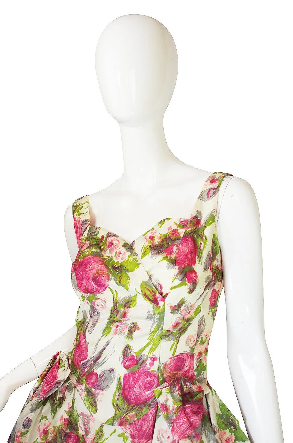 1950s Printed Floral Silky Rayon Emma Domb Dress