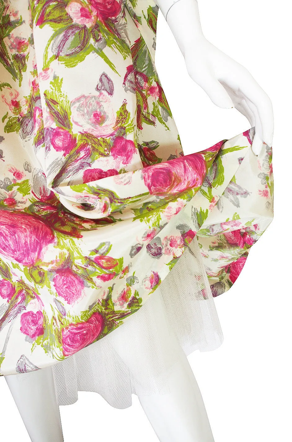 1950s Printed Floral Silky Rayon Emma Domb Dress