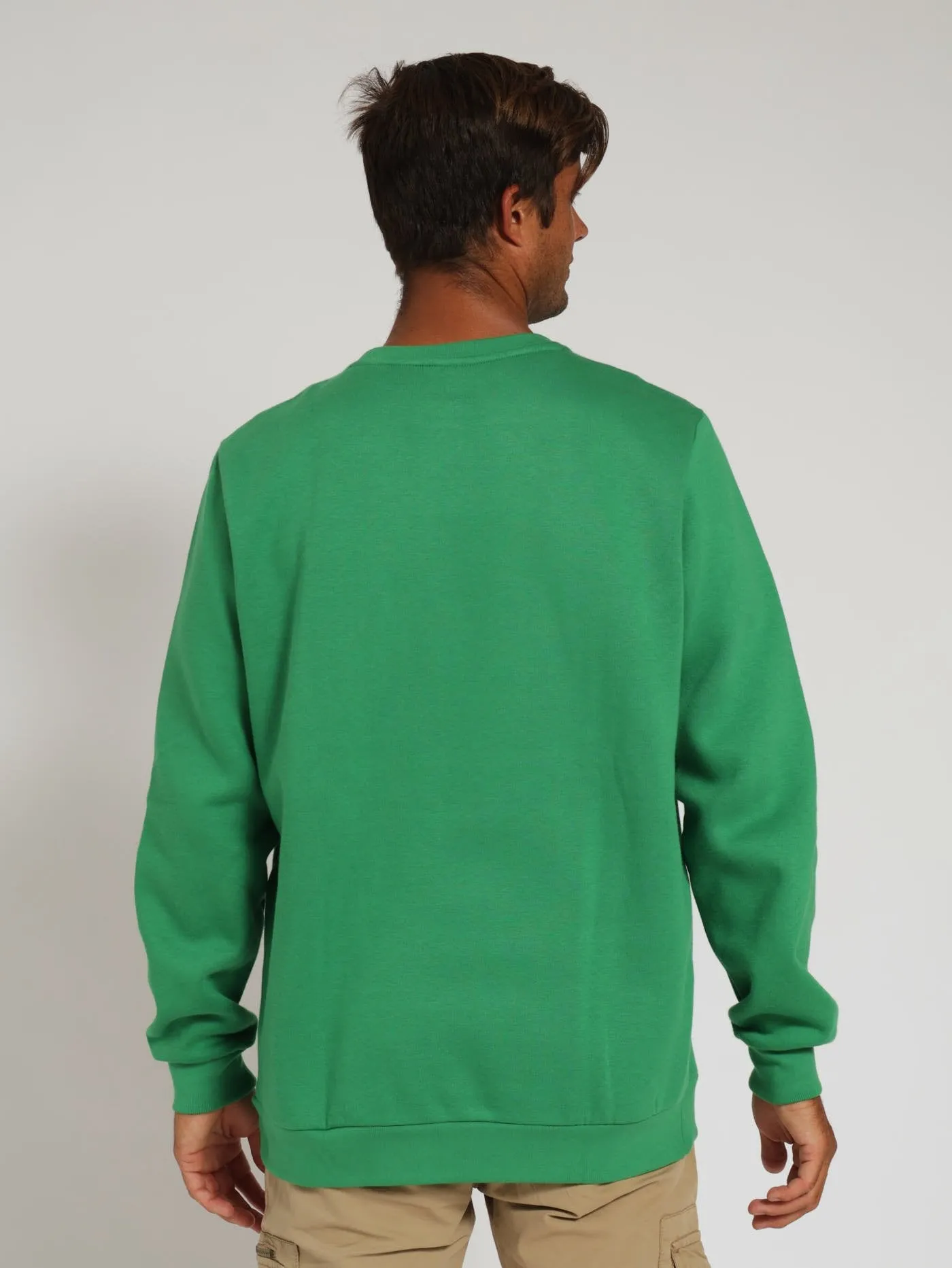 2 Colour Big Logo Crew Top - Green