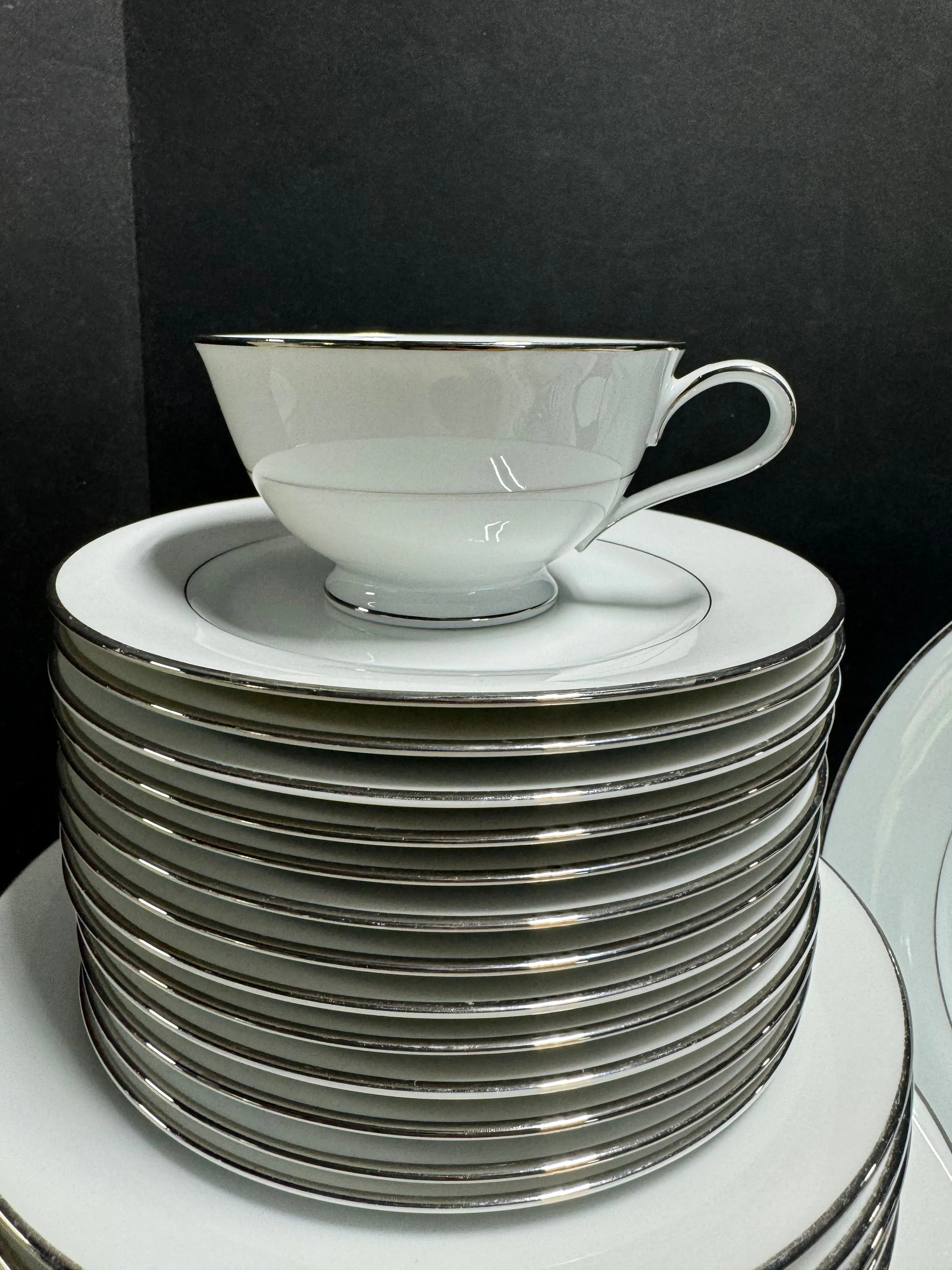 63-Piece Noritake Japan 6325 Envoy Silver Trimmed Set