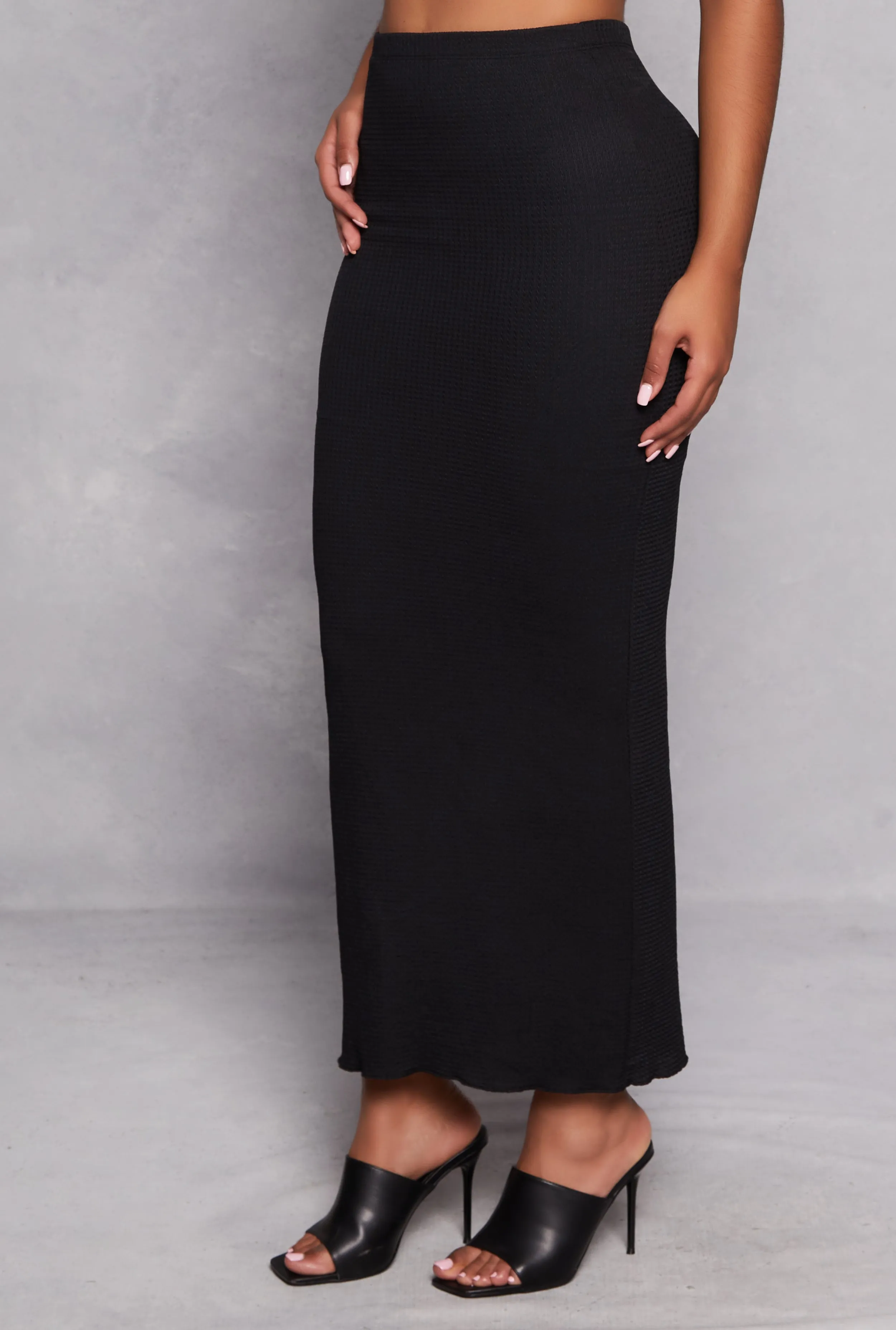 Almost Famous Textured Knit Maxi Pencil Skirt