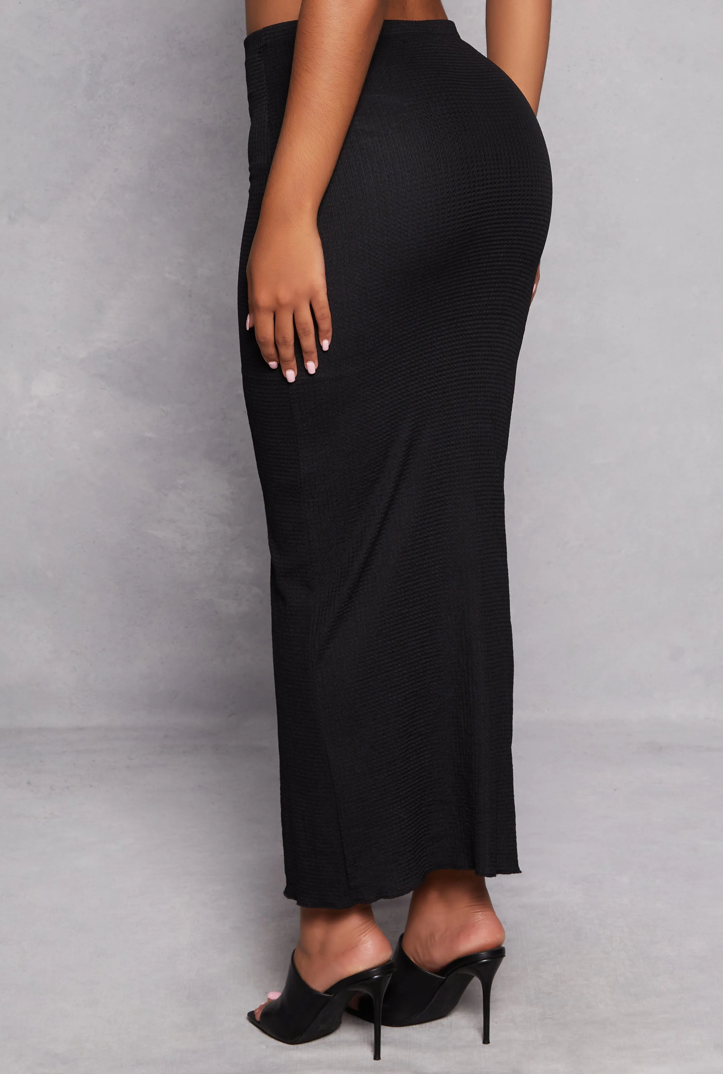 Almost Famous Textured Knit Maxi Pencil Skirt