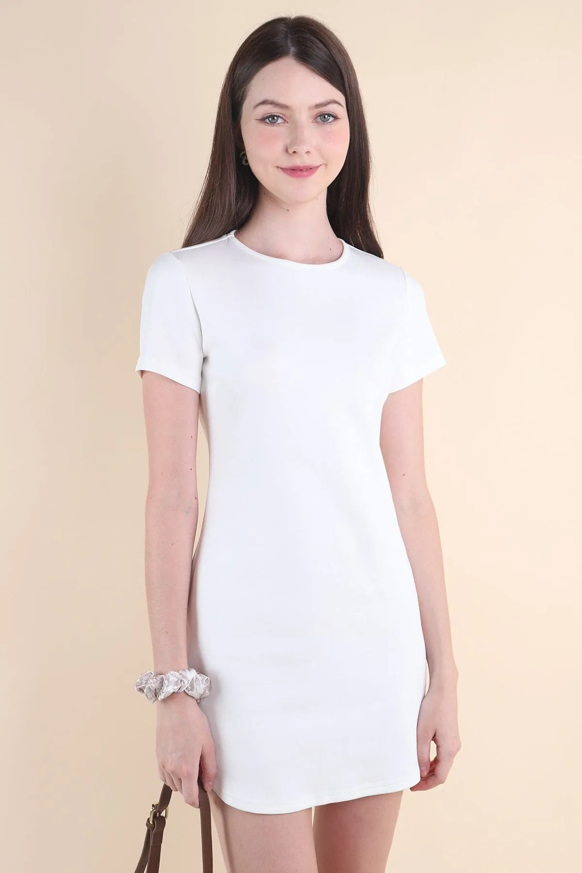 ALWAYS YOUR BABY TEE DRESS IN WHITE