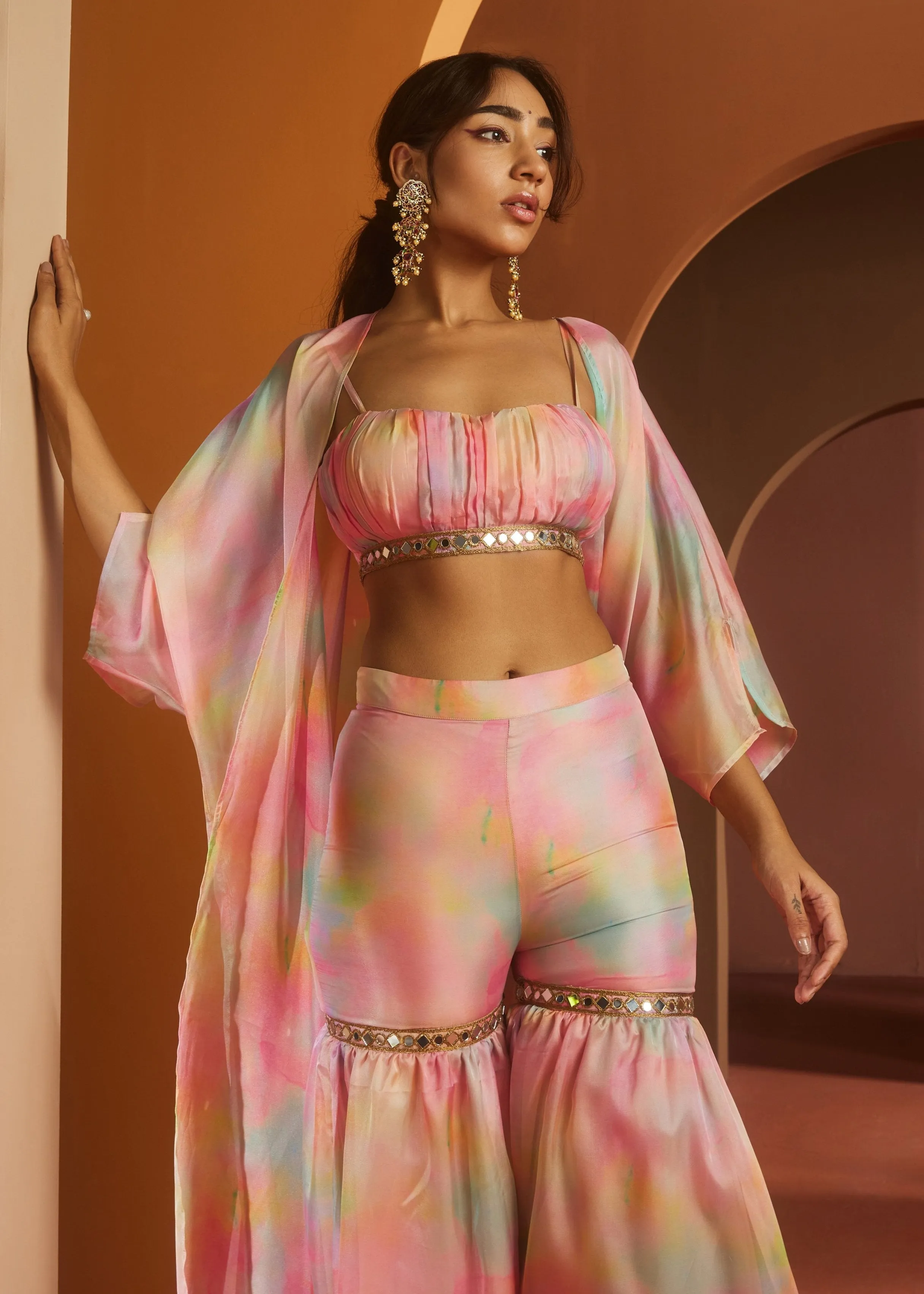 Anvi Pink Watercolor Print Coord Set