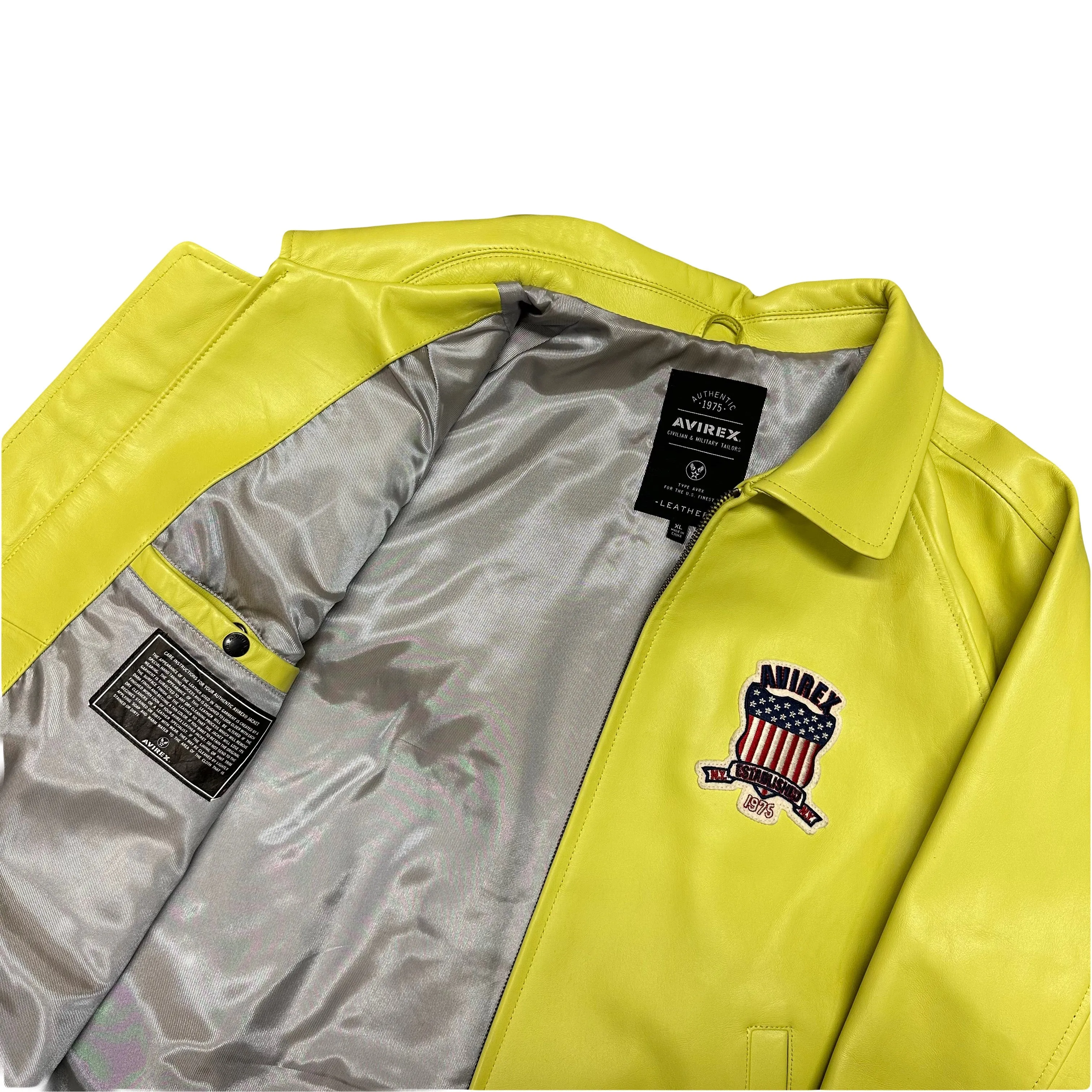 ARCHIVE Avirex 2022 Icon Leather Jacket Lime Green ( XL )