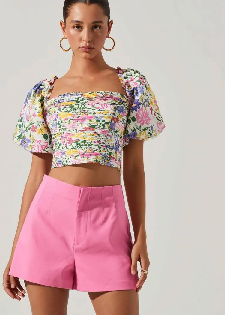 ASTR THE LABEL LIN CROP TOP