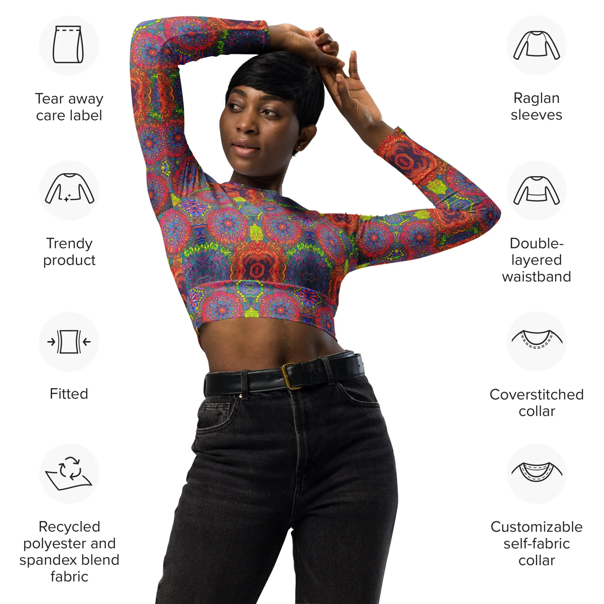 Authentic Recycled long-sleeve crop top