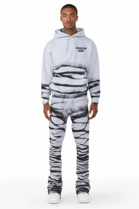 Ayden Heather Grey Graphic Hoodie Super Stacked Flare Pant Set