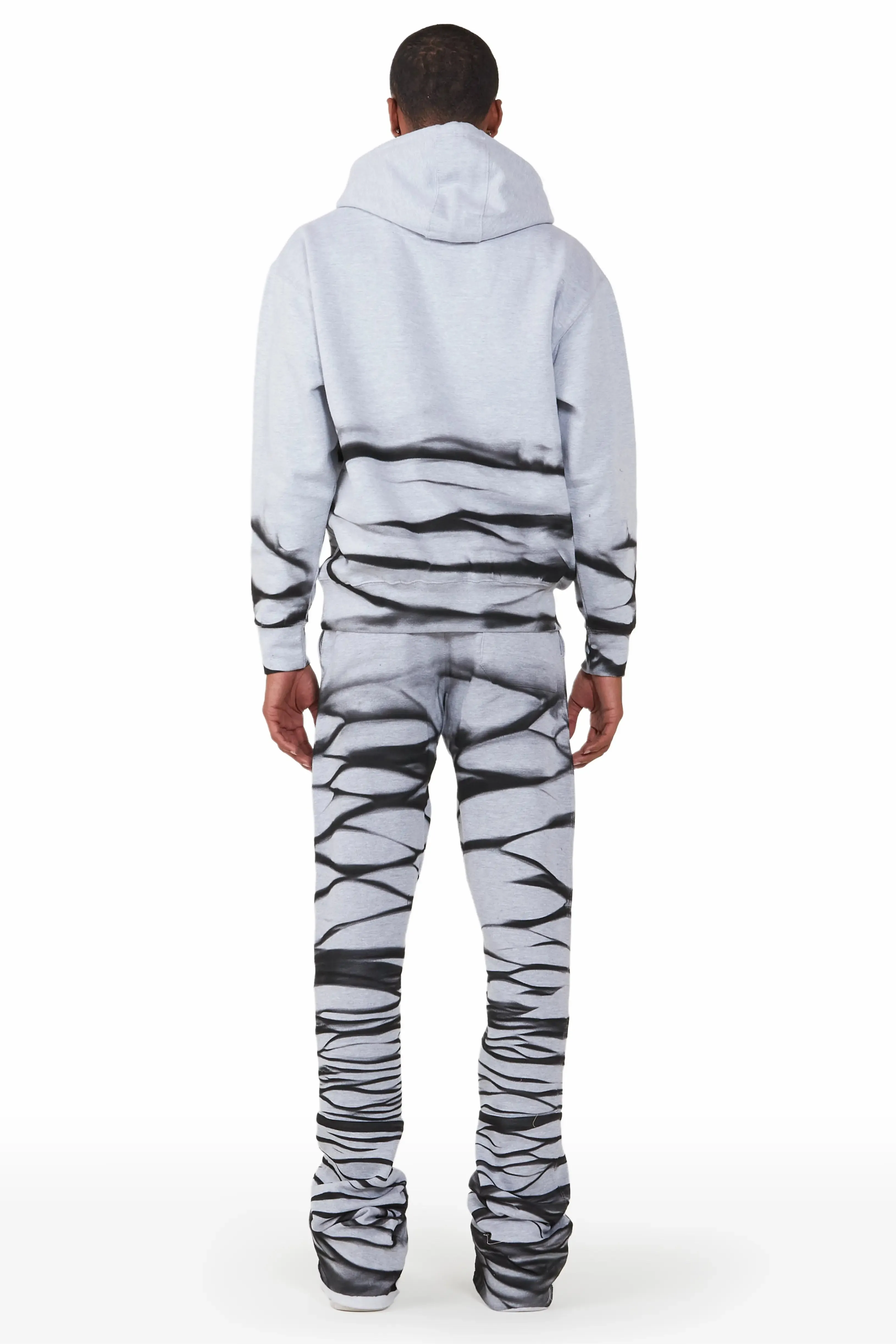 Ayden Heather Grey Graphic Hoodie Super Stacked Flare Pant Set