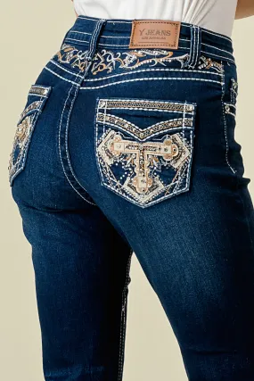 B-54 STRAIGHT EMBROIDERED & EMBELLISHED WOMEN'S JEANS