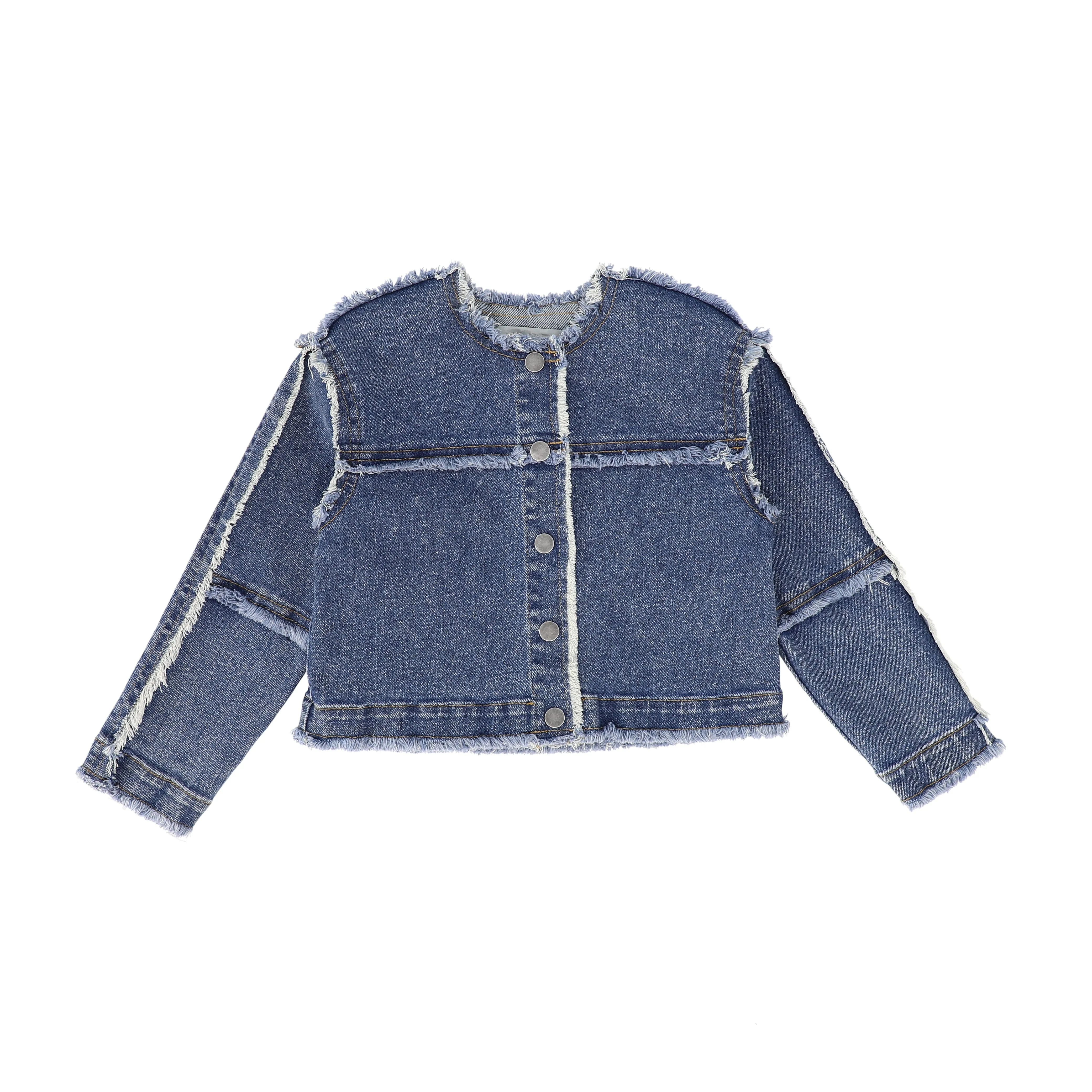 BACE COLLECTION BLUE DENIM FRAYED SEAM WORK JACKET [Final Sale]