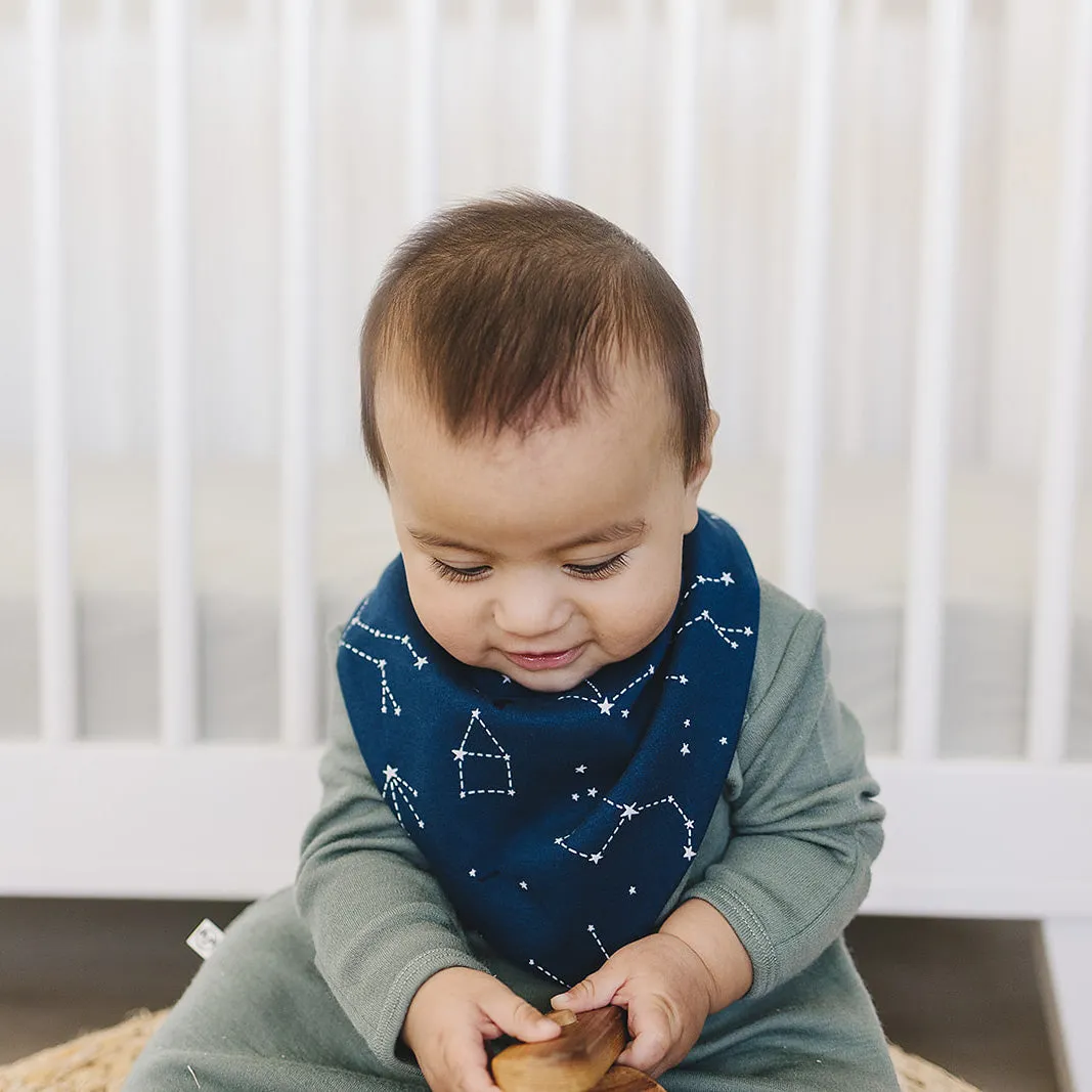 Bandana Bib Set, Merino Wool & Organic Cotton, Set of 2, Night Sky™