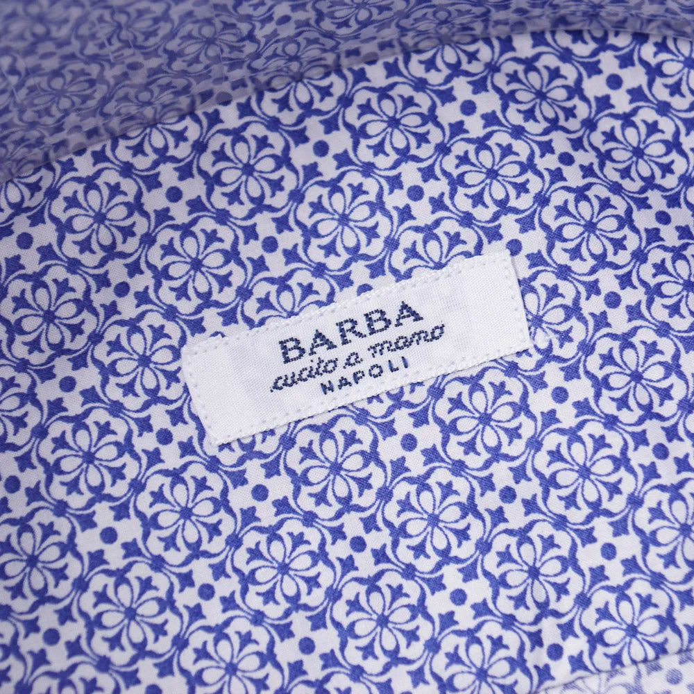 Barba Cotton Shirt in Navy Blue Floral Print