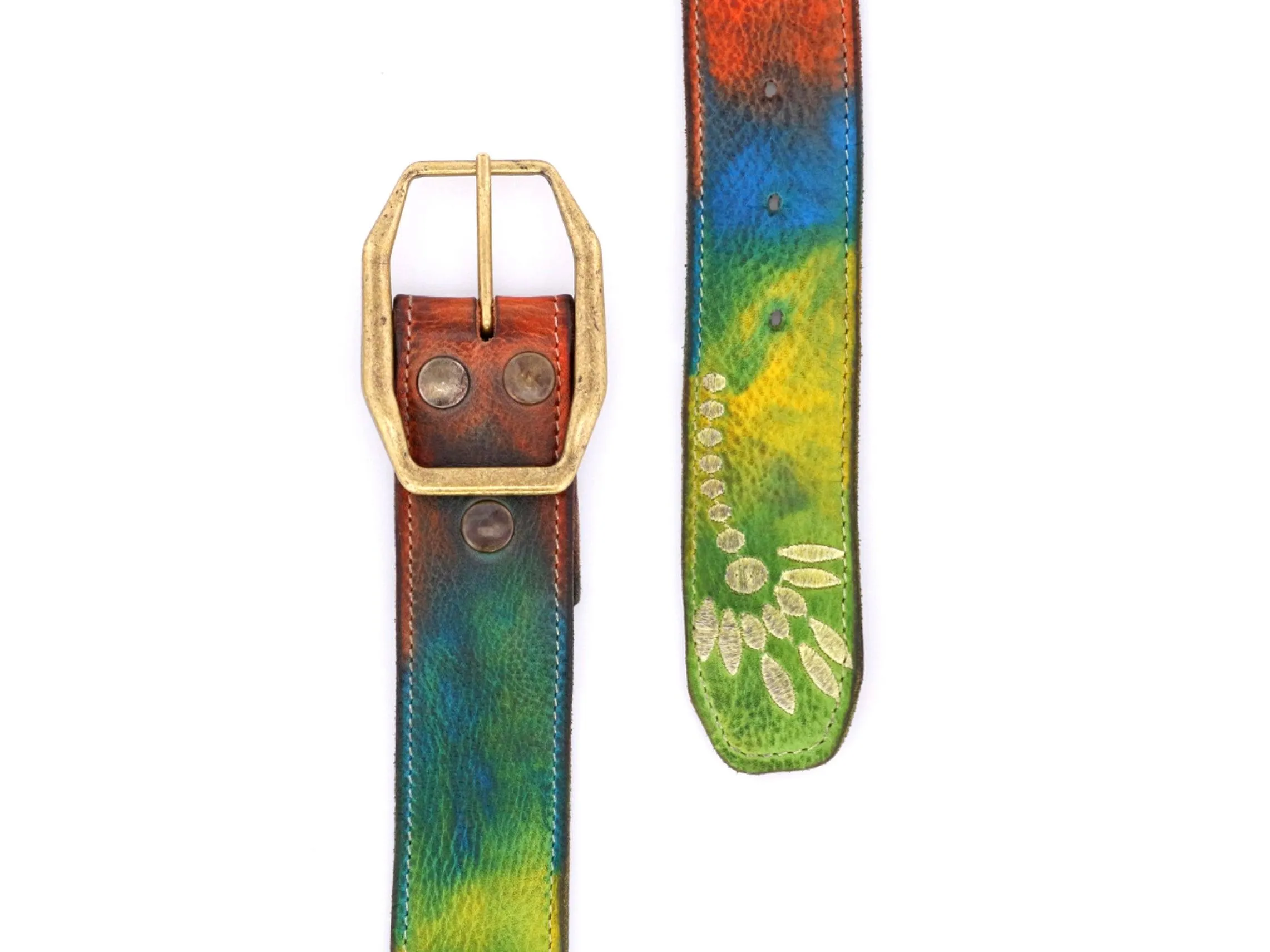 Bed Stu MOHAWK Belt in Monarch Tie Dye Genuine Leather A200038 MNRTD