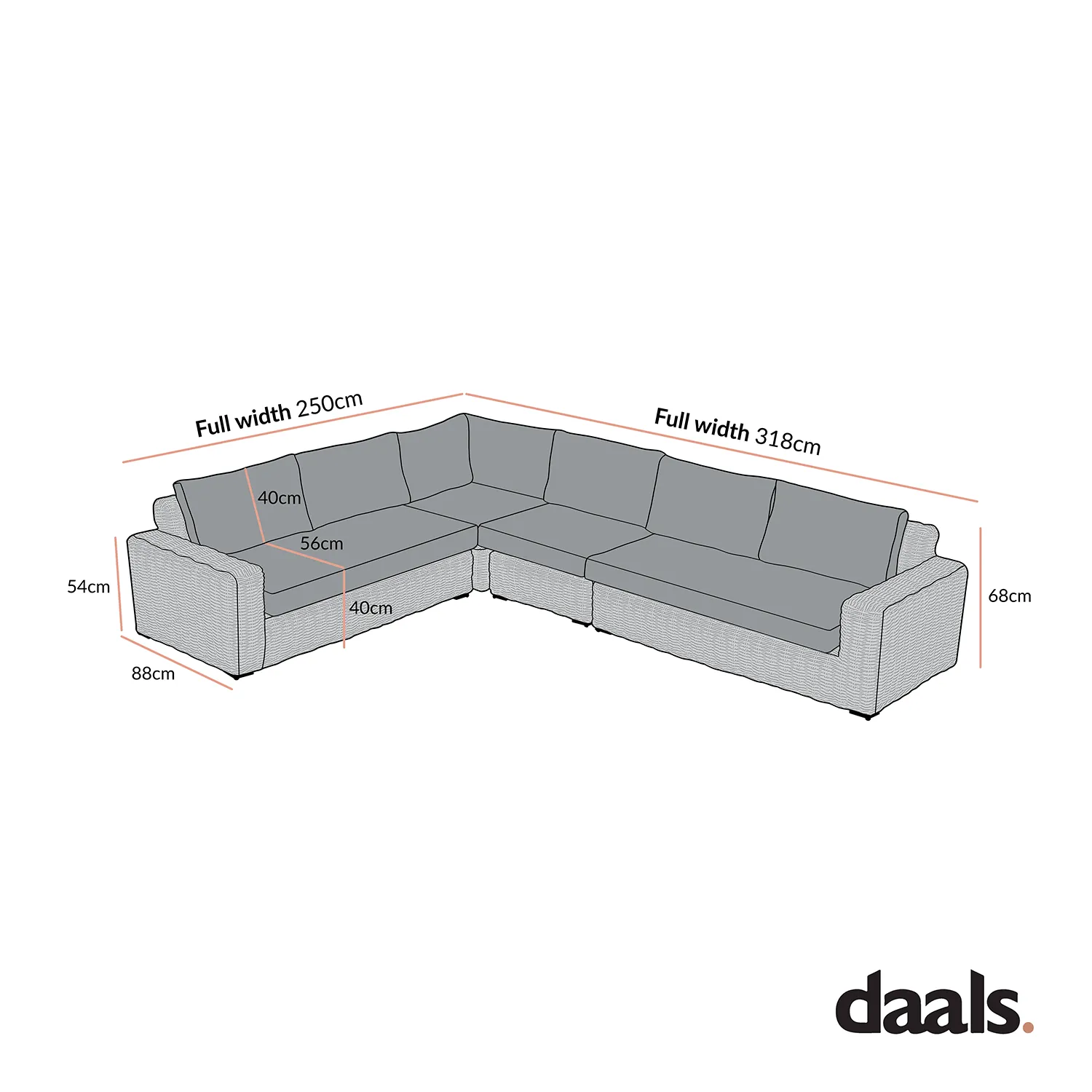 Bellagio Round Wicker Large Corner Sofa, Light Grey