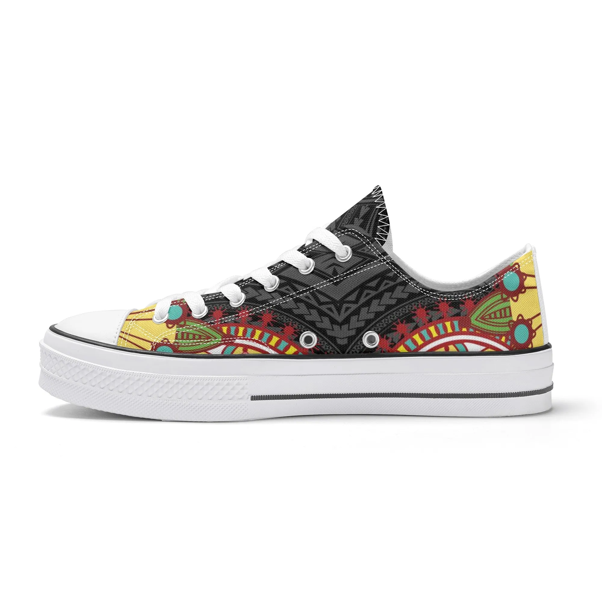 Black Abstract Design Pattern - Mens Classic Low Top Canvas Shoes for Footwear Lovers