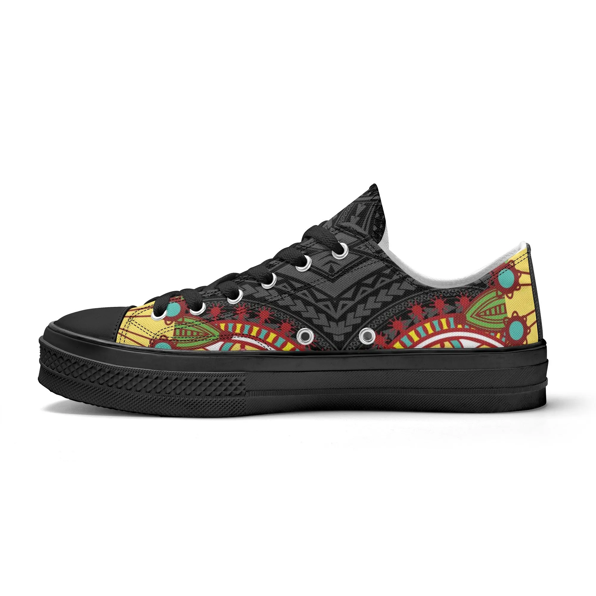 Black Abstract Design Pattern - Mens Classic Low Top Canvas Shoes for Footwear Lovers