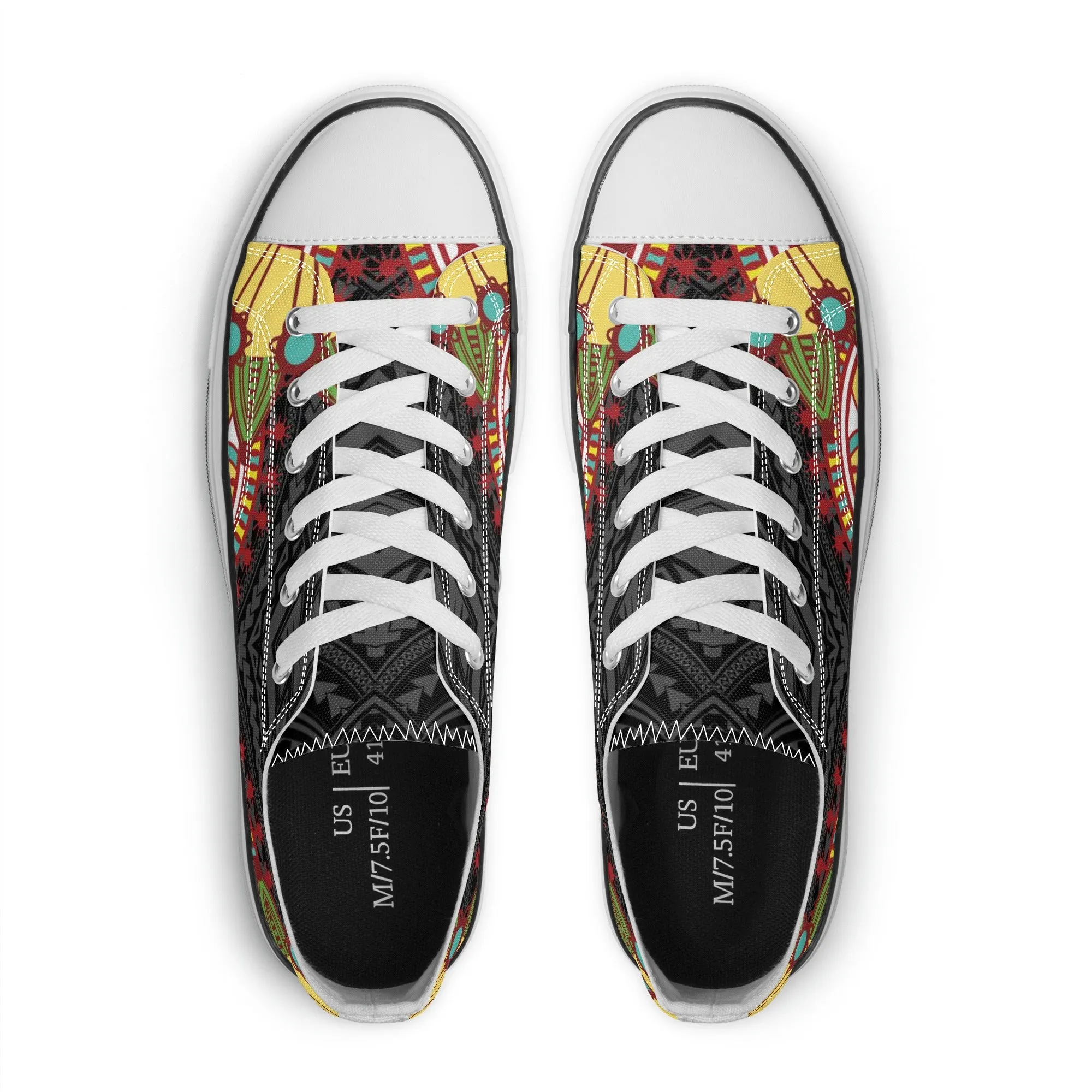 Black Abstract Design Pattern - Mens Classic Low Top Canvas Shoes for Footwear Lovers