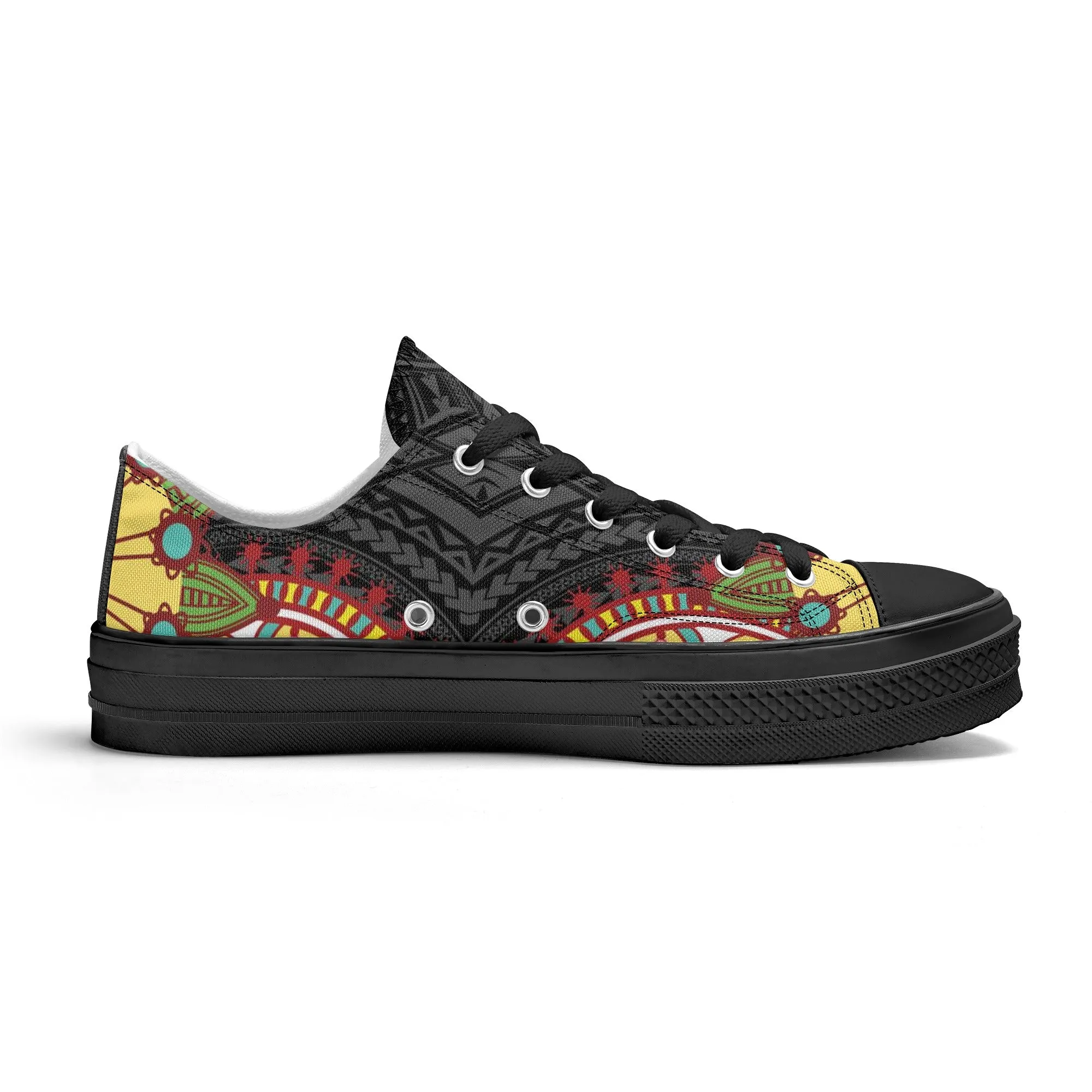 Black Abstract Design Pattern - Mens Classic Low Top Canvas Shoes for Footwear Lovers