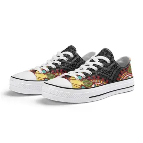 Black Abstract Design Pattern - Mens Classic Low Top Canvas Shoes for Footwear Lovers