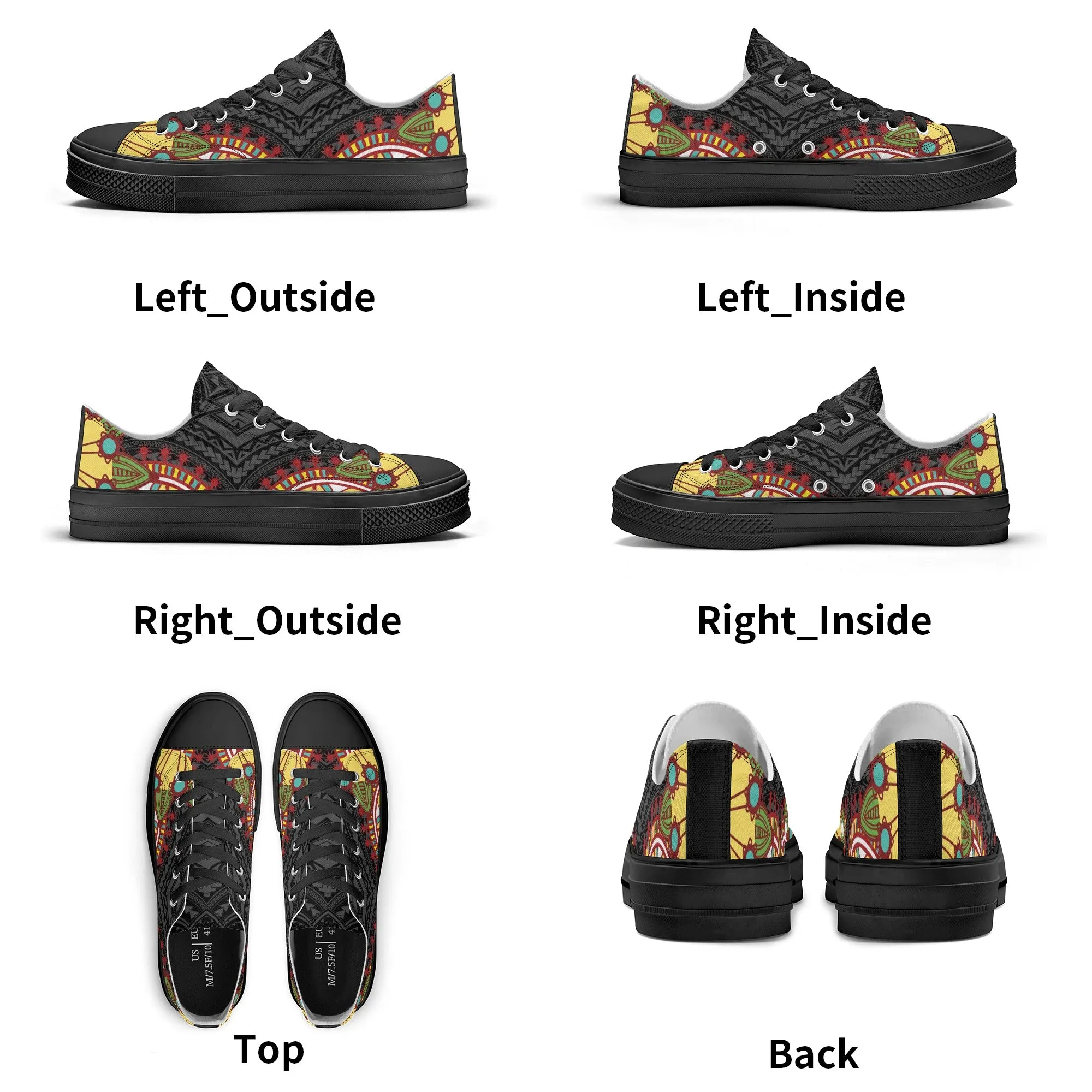 Black Abstract Design Pattern - Mens Classic Low Top Canvas Shoes for Footwear Lovers