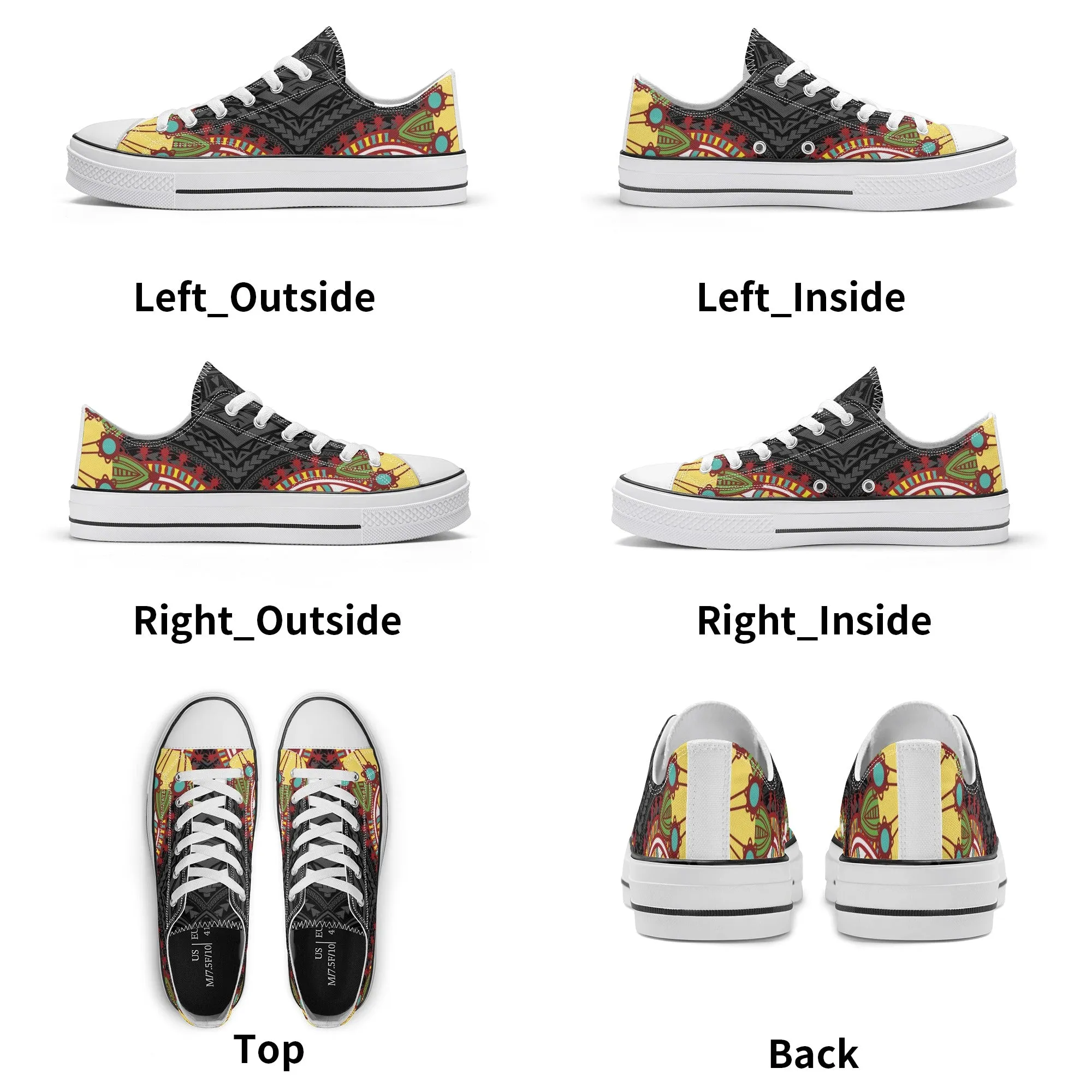 Black Abstract Design Pattern - Mens Classic Low Top Canvas Shoes for Footwear Lovers