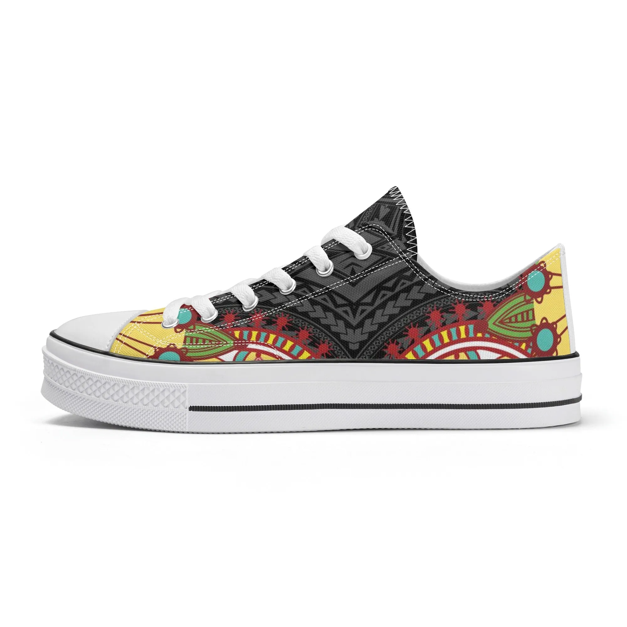 Black Abstract Design Pattern - Mens Classic Low Top Canvas Shoes for Footwear Lovers