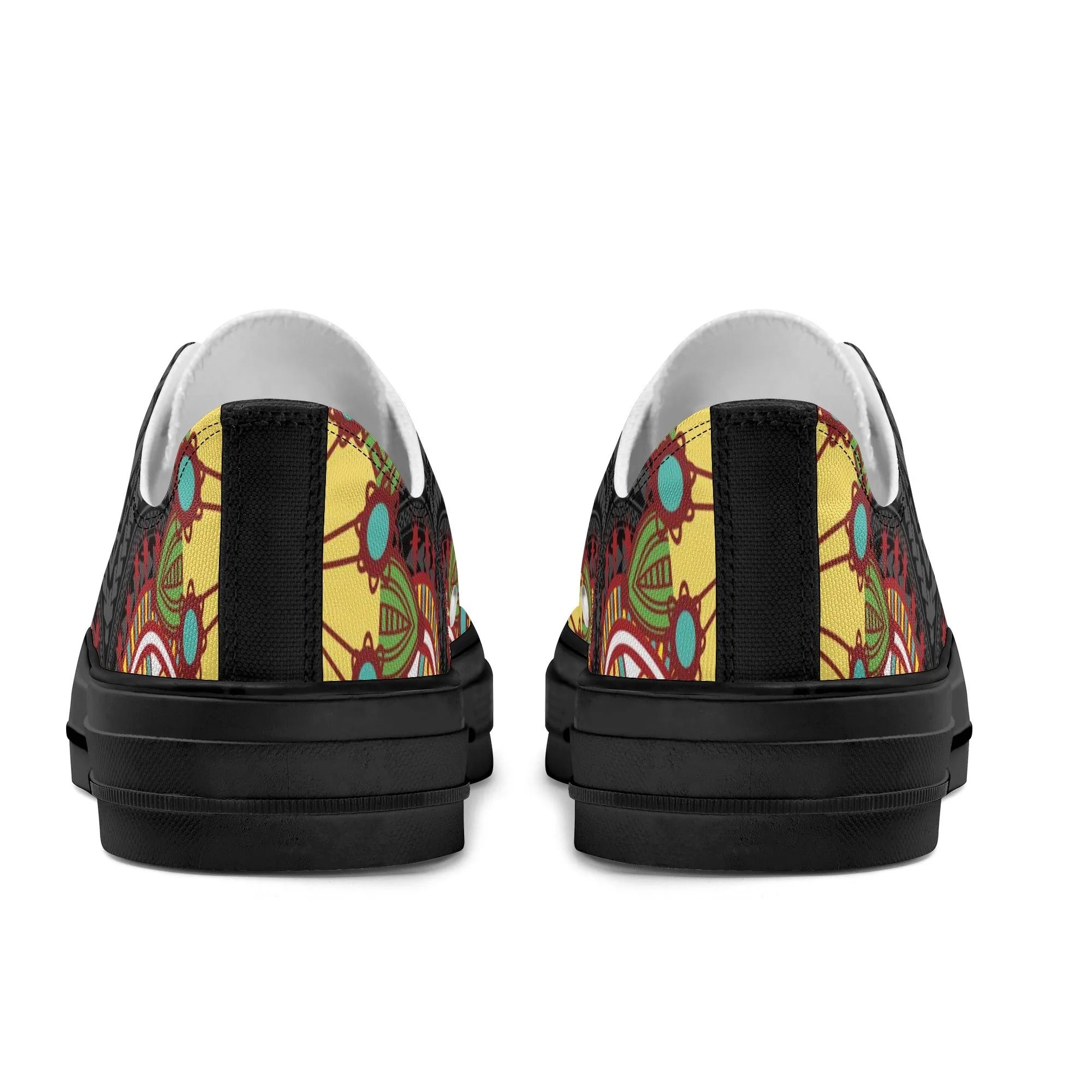 Black Abstract Design Pattern - Mens Classic Low Top Canvas Shoes for Footwear Lovers