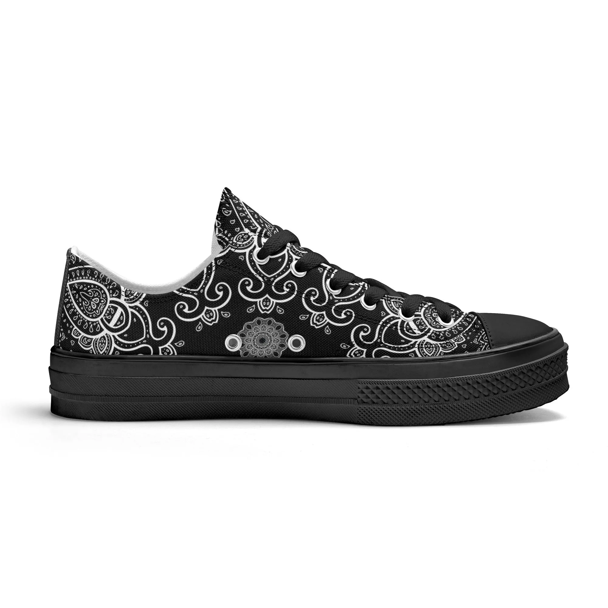 Black & White Abstract Design Pattern - Womens Classic Low Top Canvas Shoes for Footwear Lovers