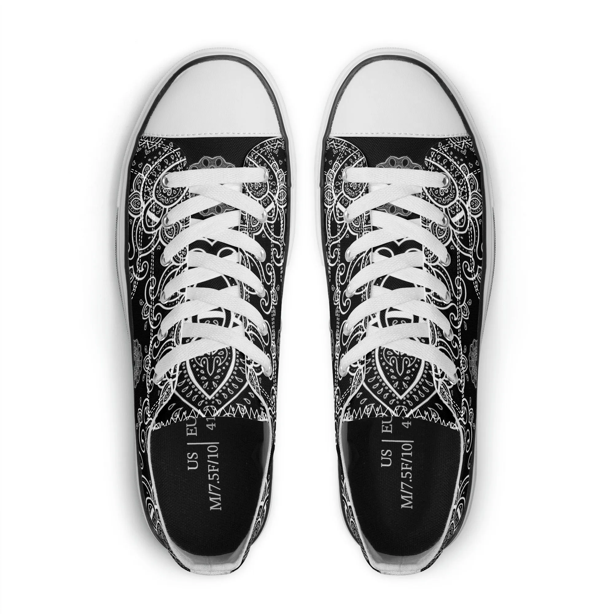 Black & White Abstract Design Pattern - Womens Classic Low Top Canvas Shoes for Footwear Lovers