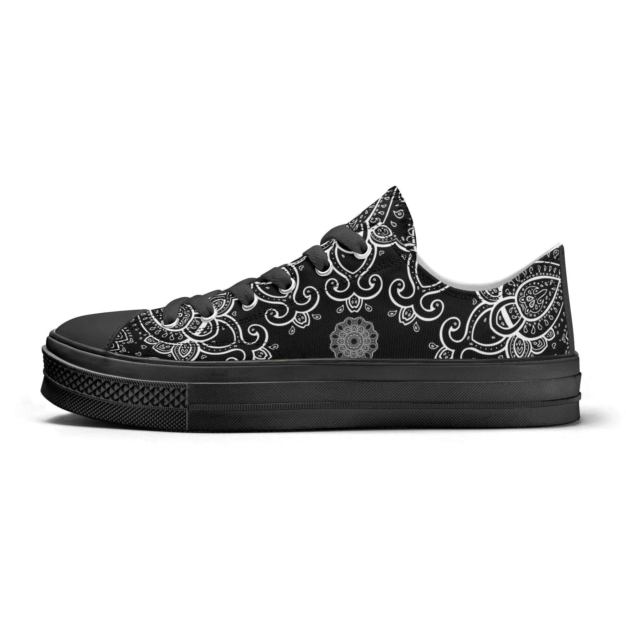 Black & White Abstract Design Pattern - Womens Classic Low Top Canvas Shoes for Footwear Lovers