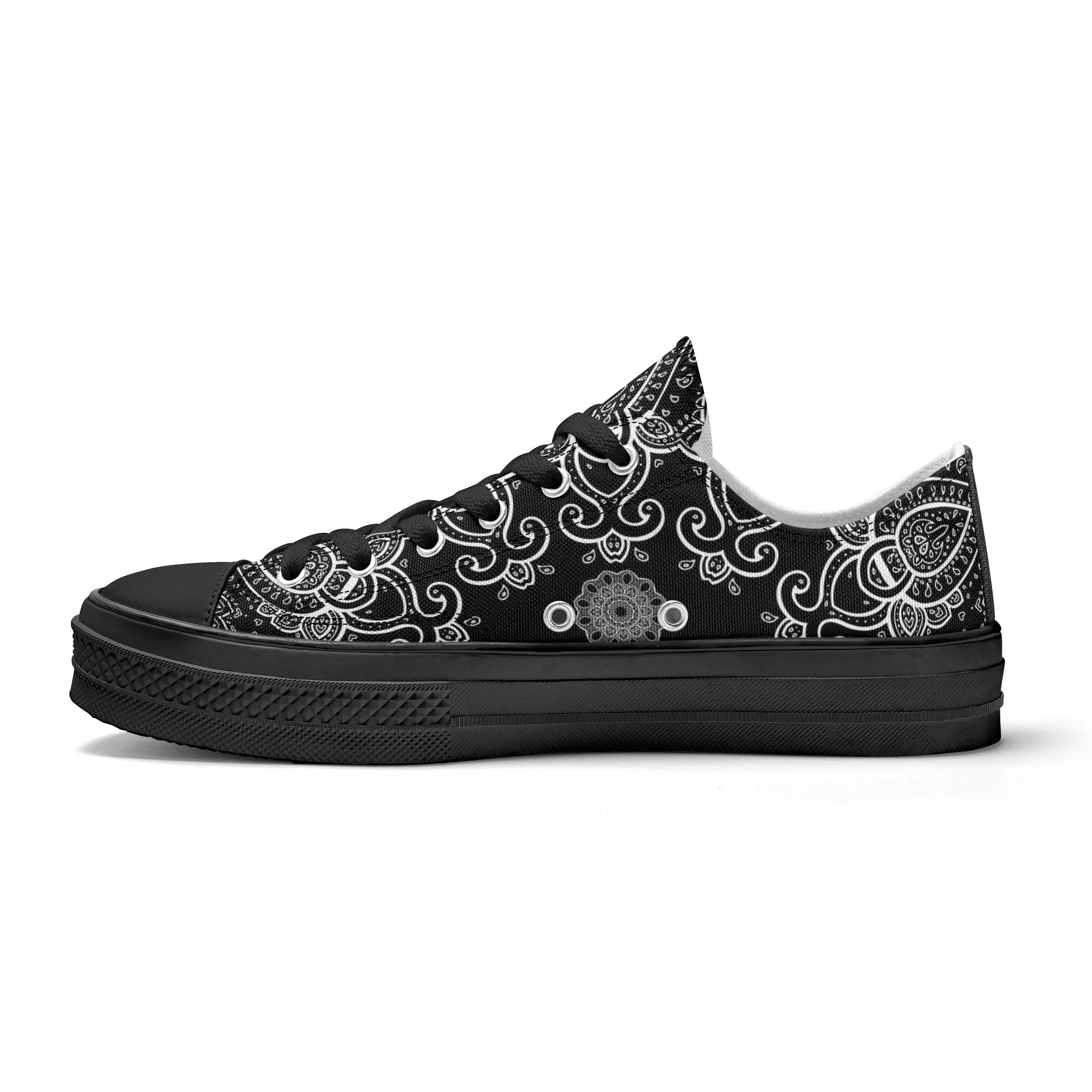 Black & White Abstract Design Pattern - Womens Classic Low Top Canvas Shoes for Footwear Lovers