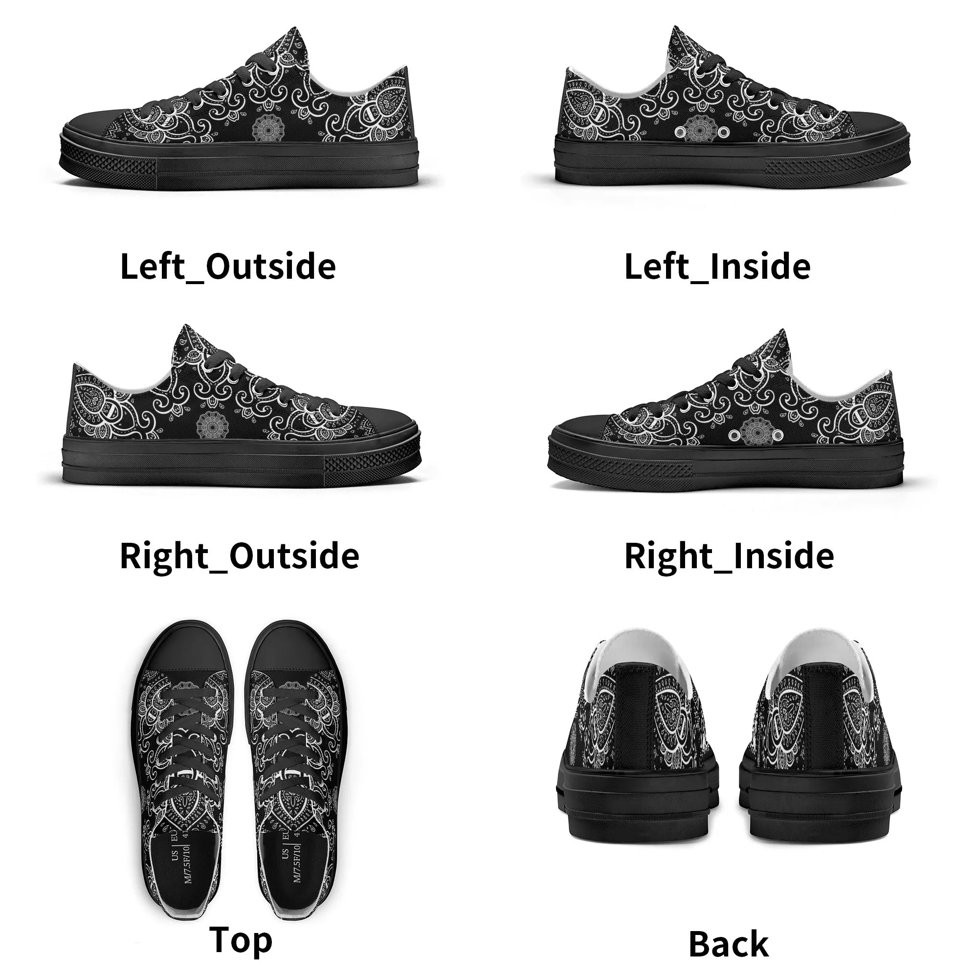 Black & White Abstract Design Pattern - Womens Classic Low Top Canvas Shoes for Footwear Lovers