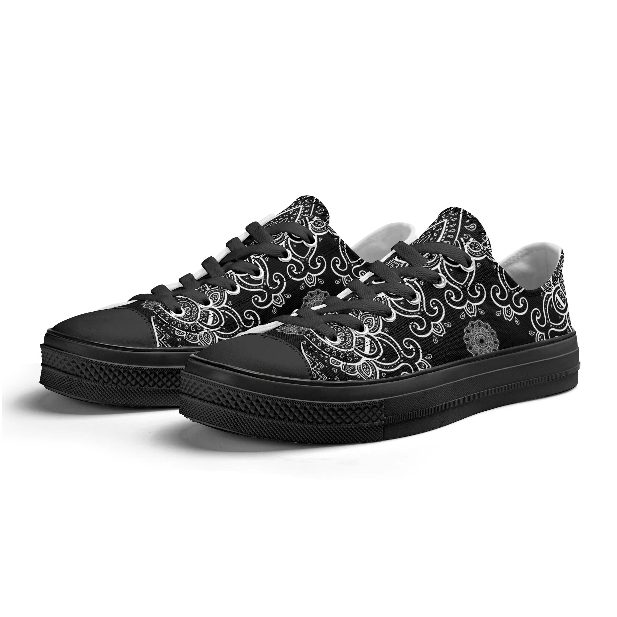 Black & White Abstract Design Pattern - Womens Classic Low Top Canvas Shoes for Footwear Lovers