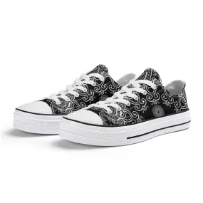 Black & White Abstract Design Pattern - Womens Classic Low Top Canvas Shoes for Footwear Lovers