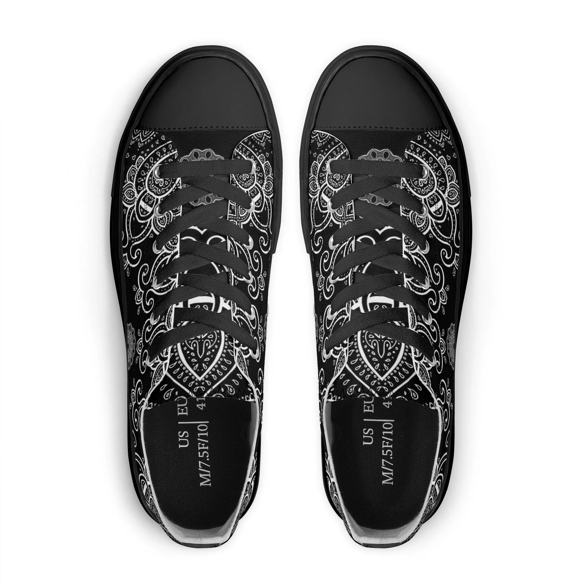 Black & White Abstract Design Pattern - Womens Classic Low Top Canvas Shoes for Footwear Lovers