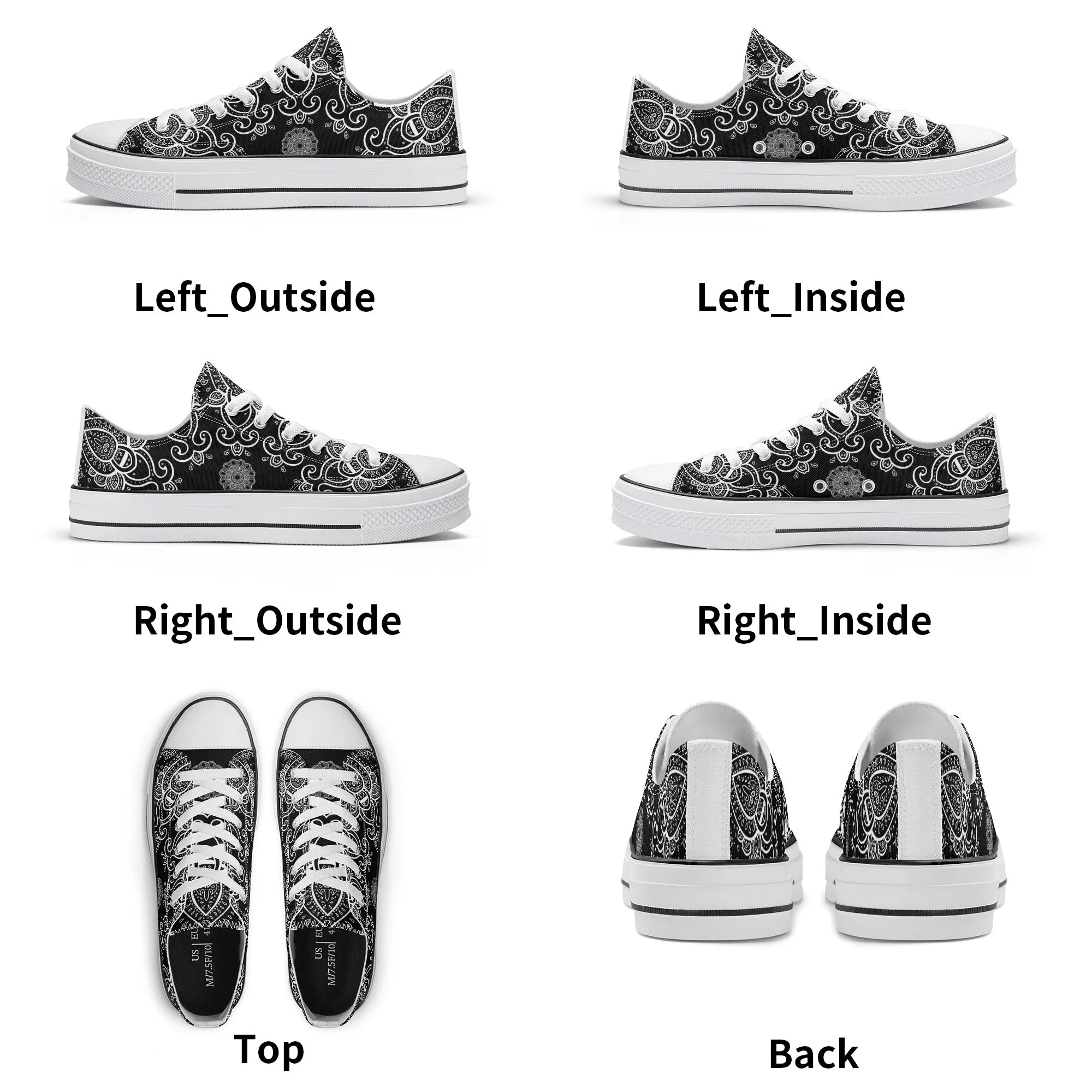 Black & White Abstract Design Pattern - Womens Classic Low Top Canvas Shoes for Footwear Lovers