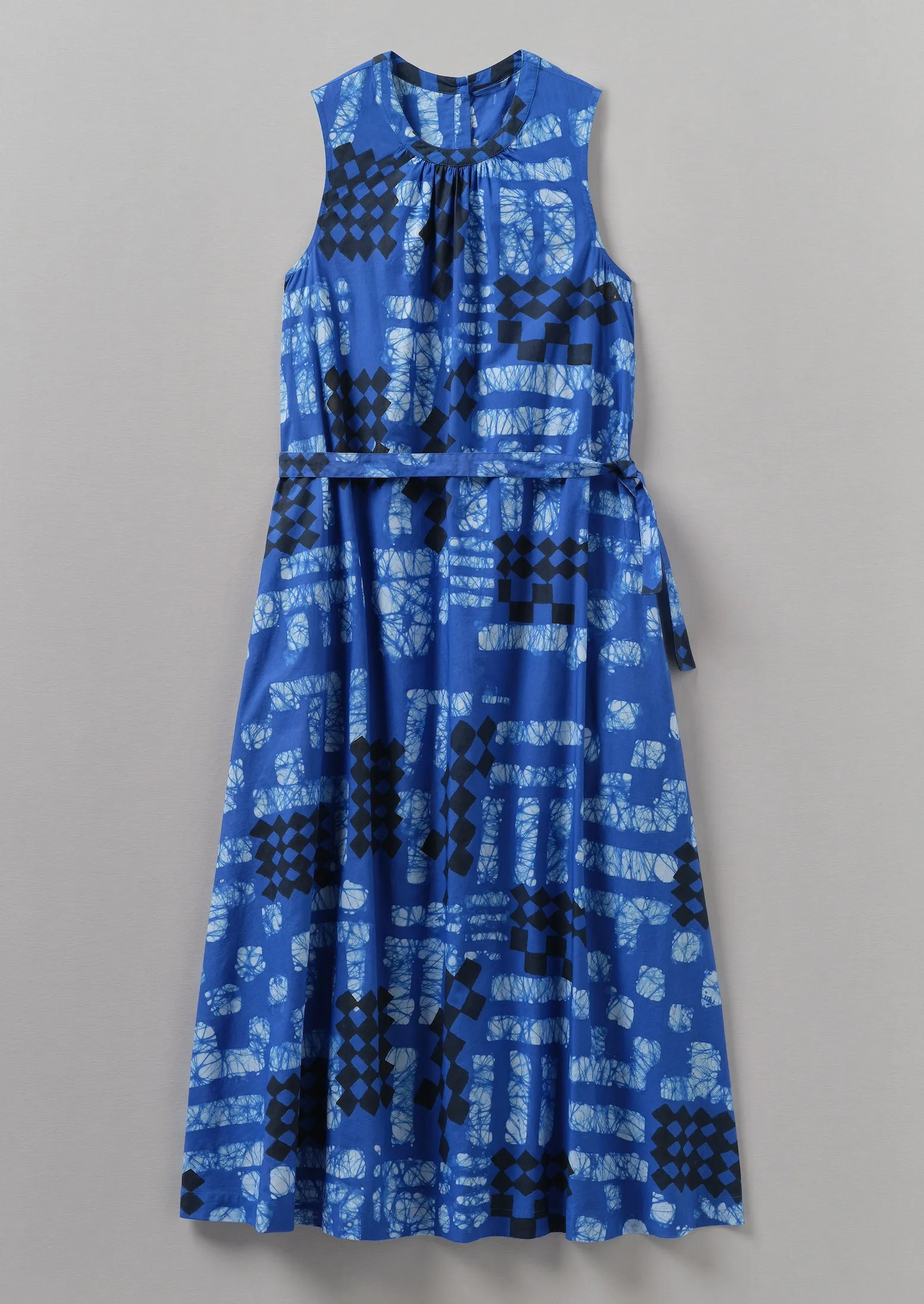 Block Print Batik Poplin Dress | Azurite Blue