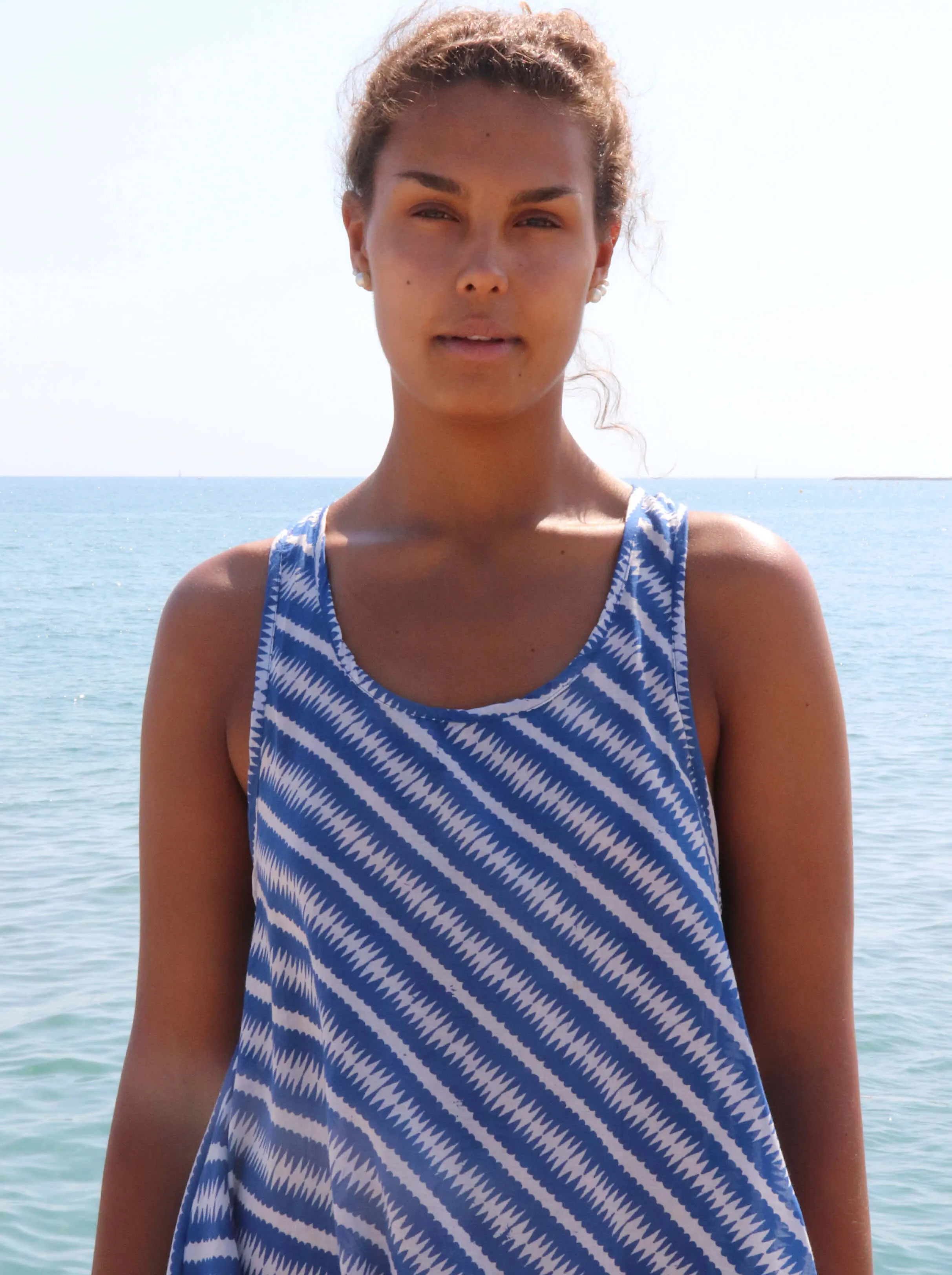 Blue and White Cotton Dress