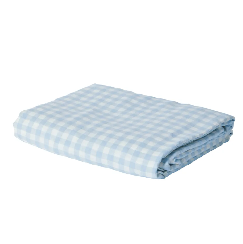 Blue Gingham – Linen Fitted Sheet