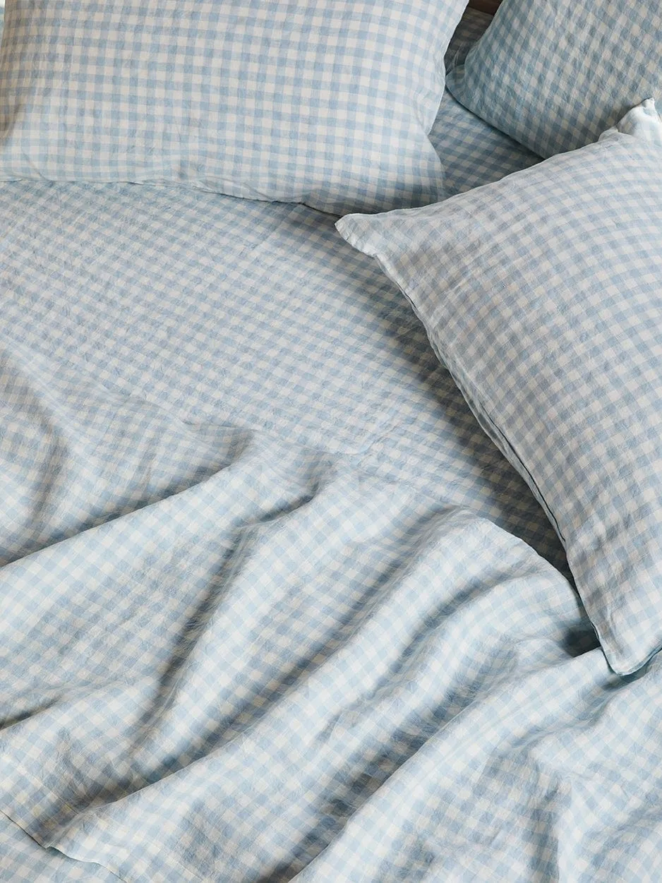 Blue Gingham – Linen Fitted Sheet