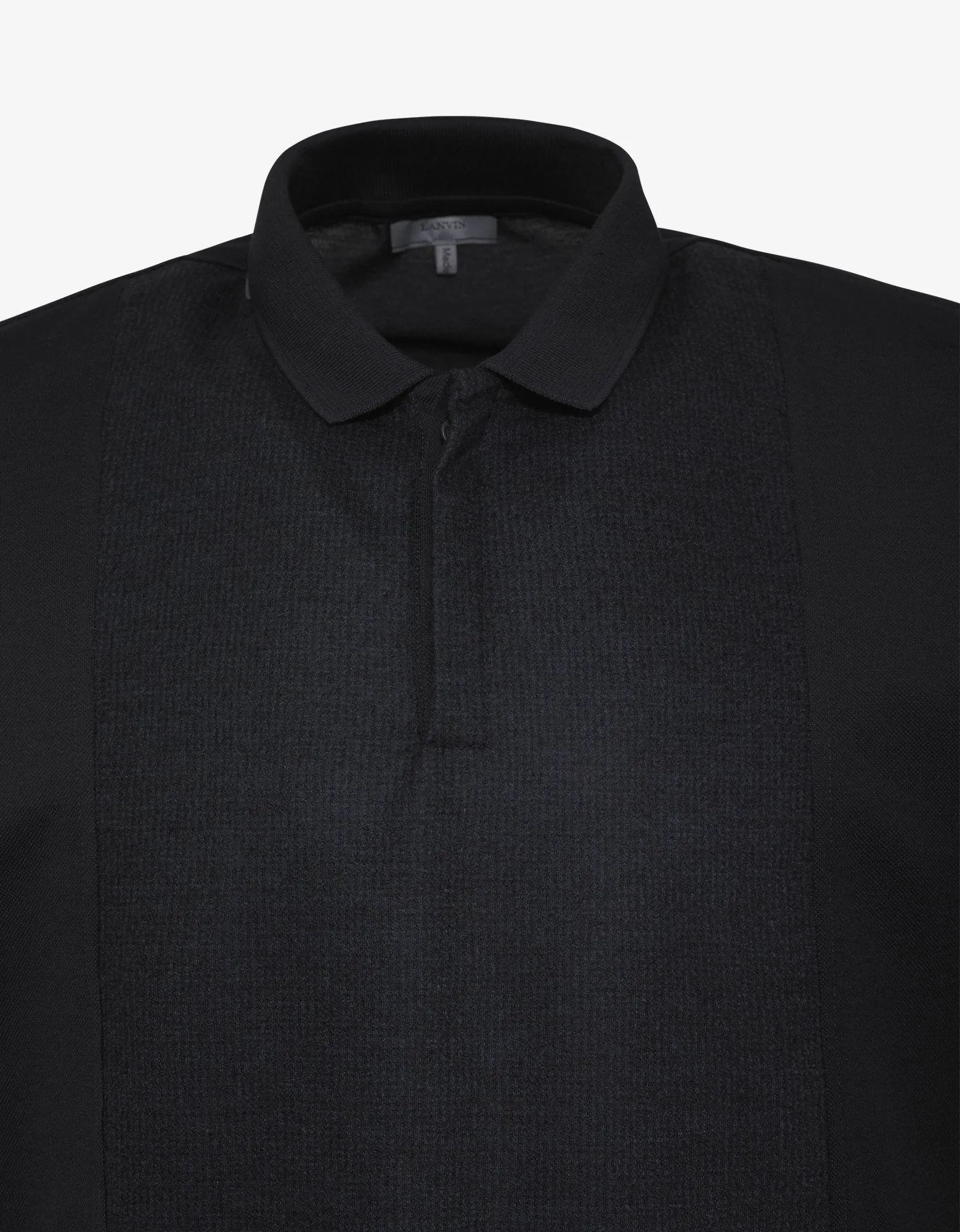 Blue Polo T-Shirt with Tonal Wool Panel -