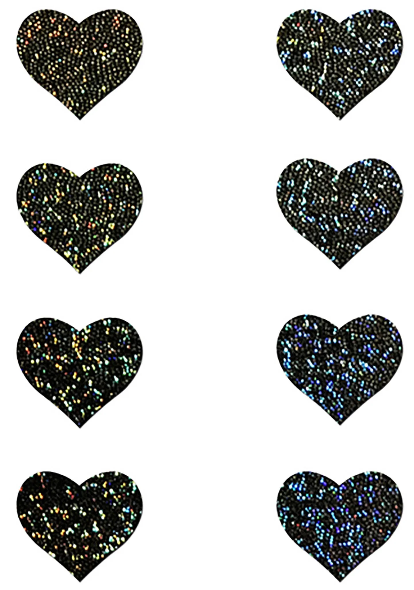 Body Minis Black Glitter Heart Nipple & Body Pasties 8PK Set