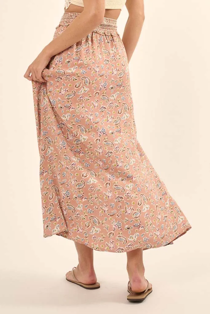 Bohemian Heart Paisley-Print Maxi Skirt