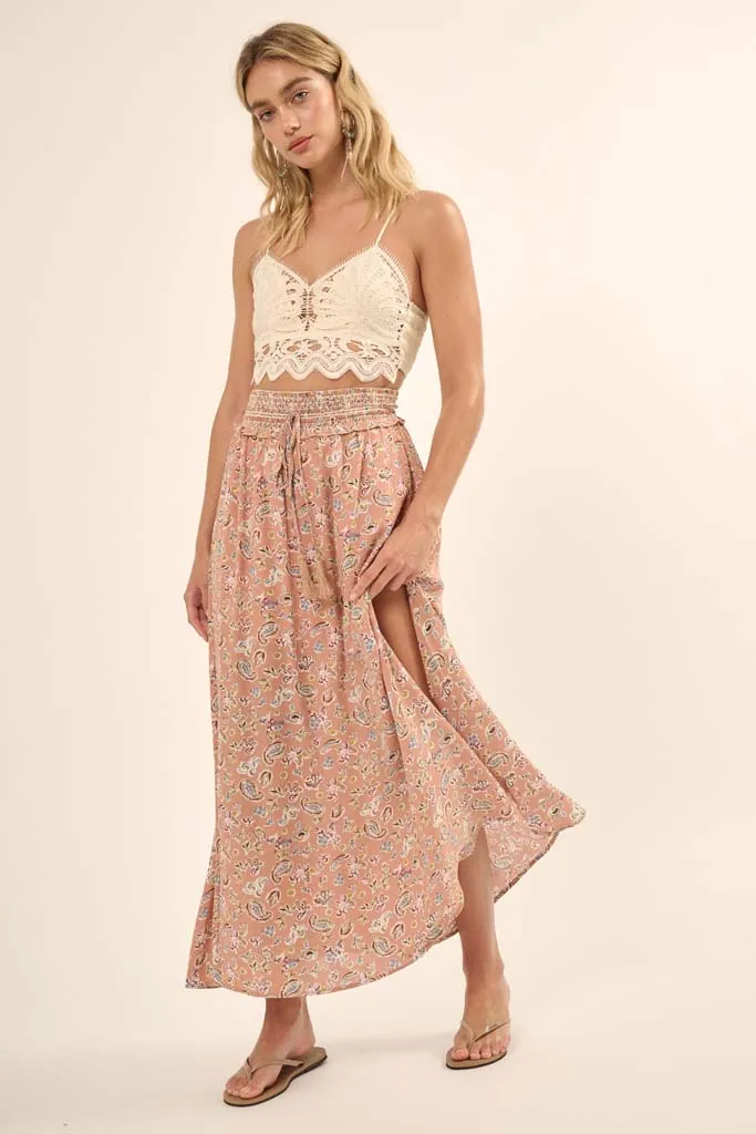 Bohemian Heart Paisley-Print Maxi Skirt