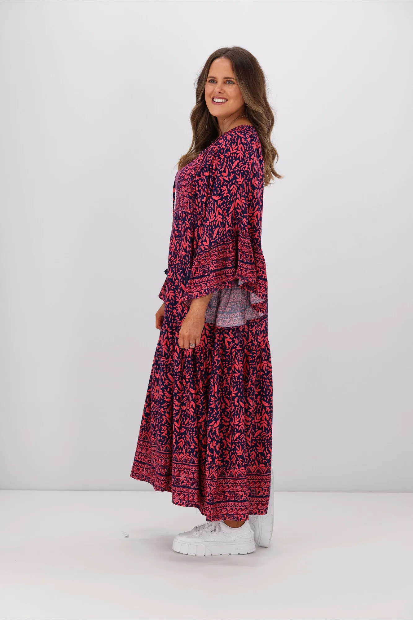 Boho Australia Zane Maxi Dress Navy Red